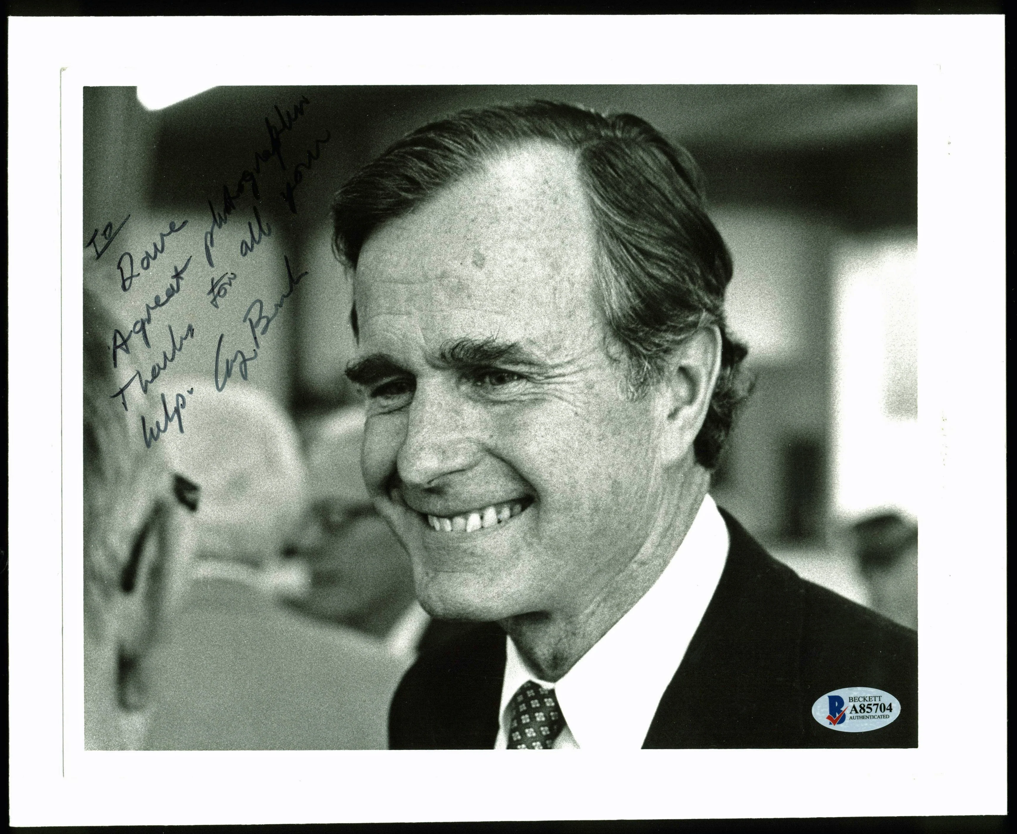 George H.W. Bush Authentic Signed & Mounted Black & White 8x10 Photo BAS #A85704 - Image 2