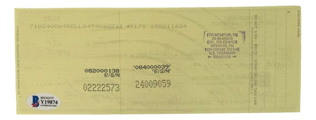 George Kell Detroit Tigers Signed Bank Check #8299 BAS - Image 2