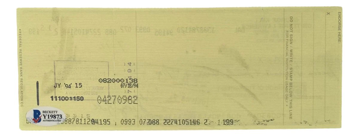 George Kell Detroit Tigers Signed Bank Check #8304 BAS - Image 2