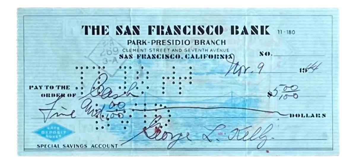 George Kelly New York Giants Signed November 9 1944 Bank Check BAS - Image 4