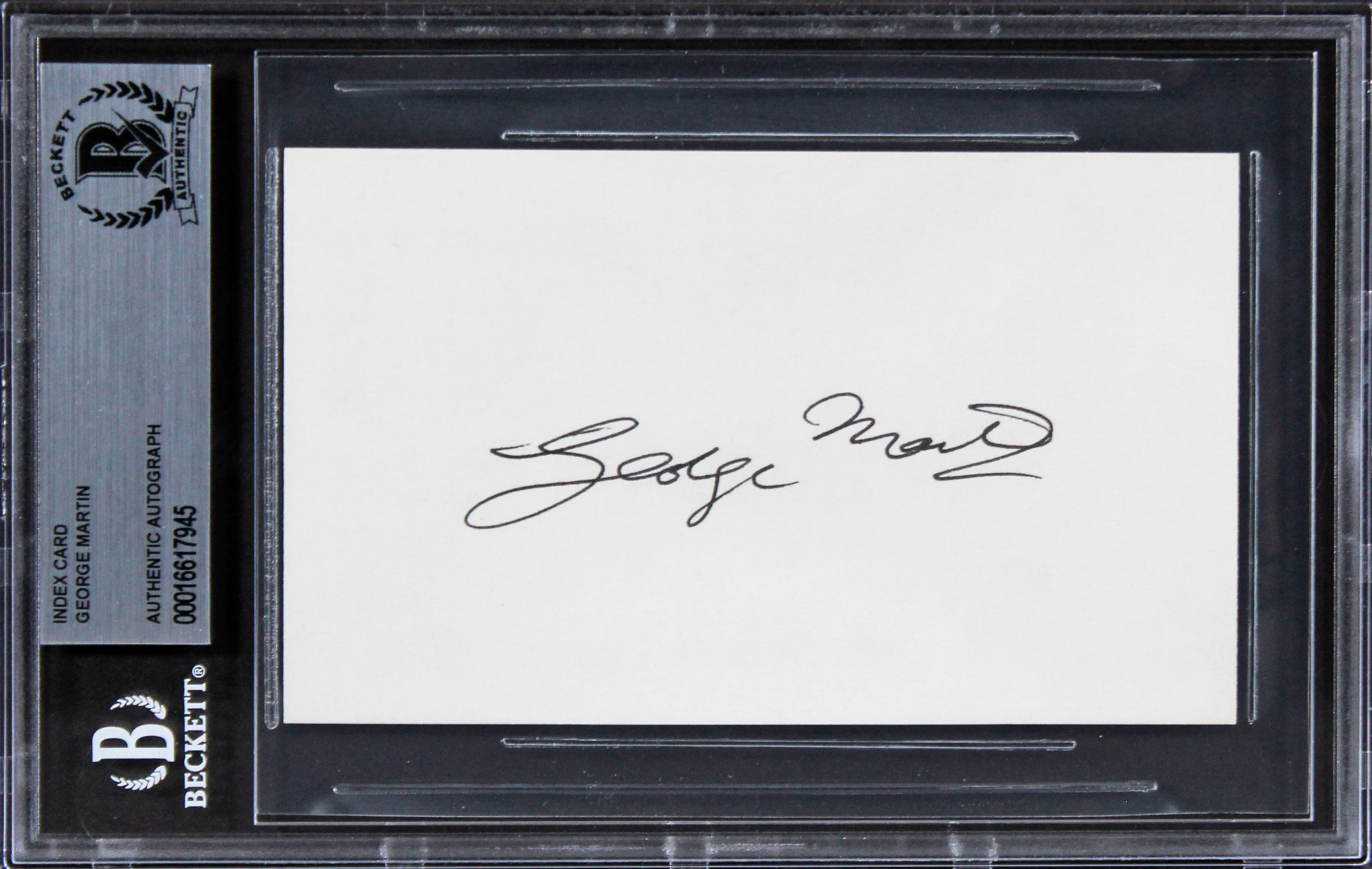 George Martin Musician Authentic Signed 3x5 Index Card Autographed BAS Slabbed - Image 2