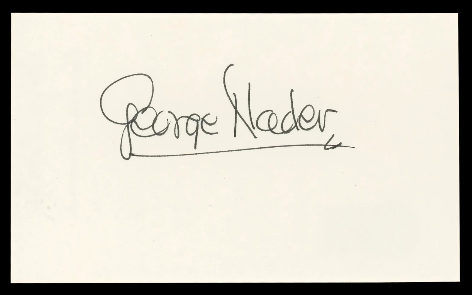 George Nader The Female Animal Authentic Signed 3x5 Index Card BAS #BL98820