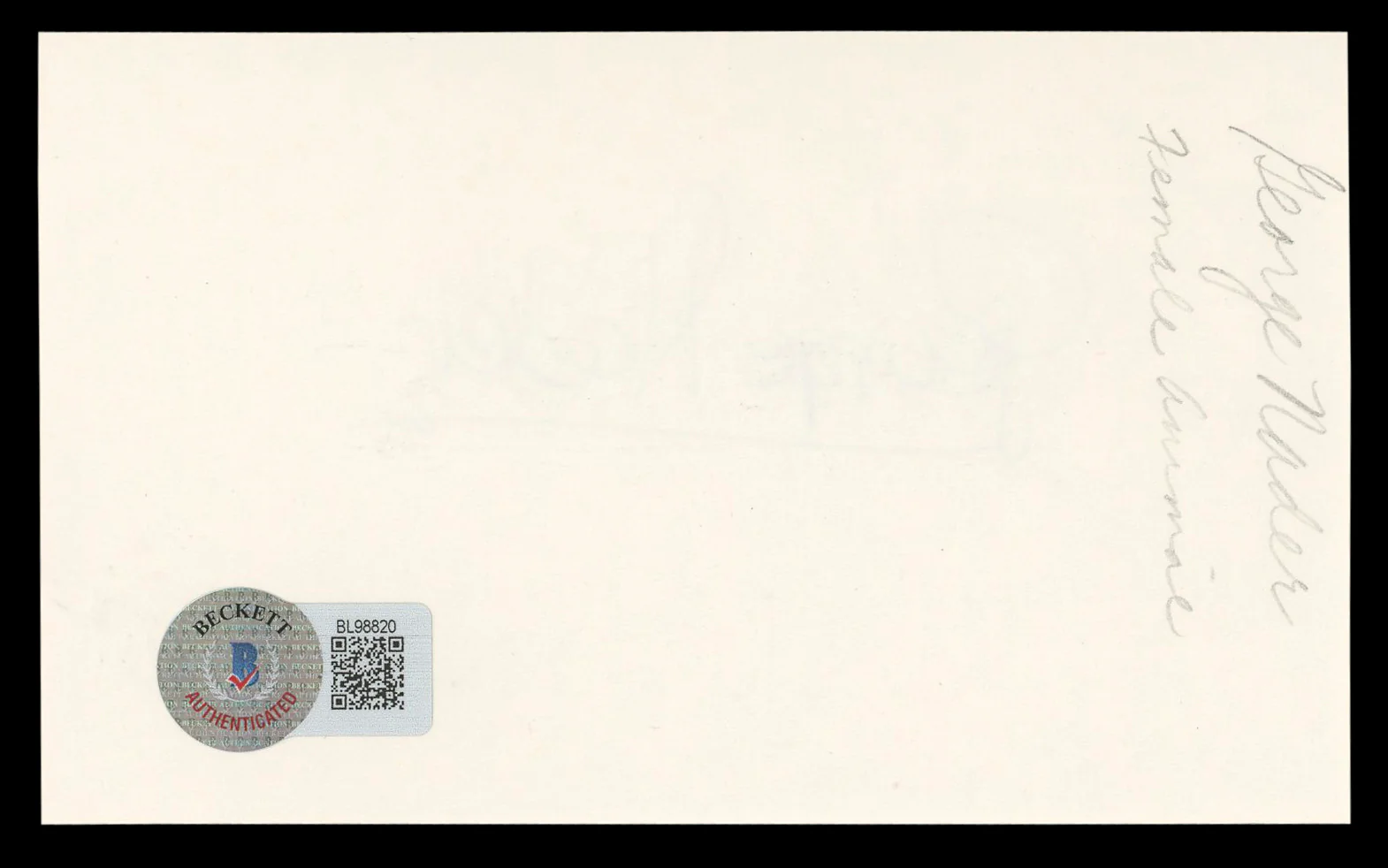 George Nader The Female Animal Authentic Signed 3x5 Index Card BAS #BL98820 - Image 3