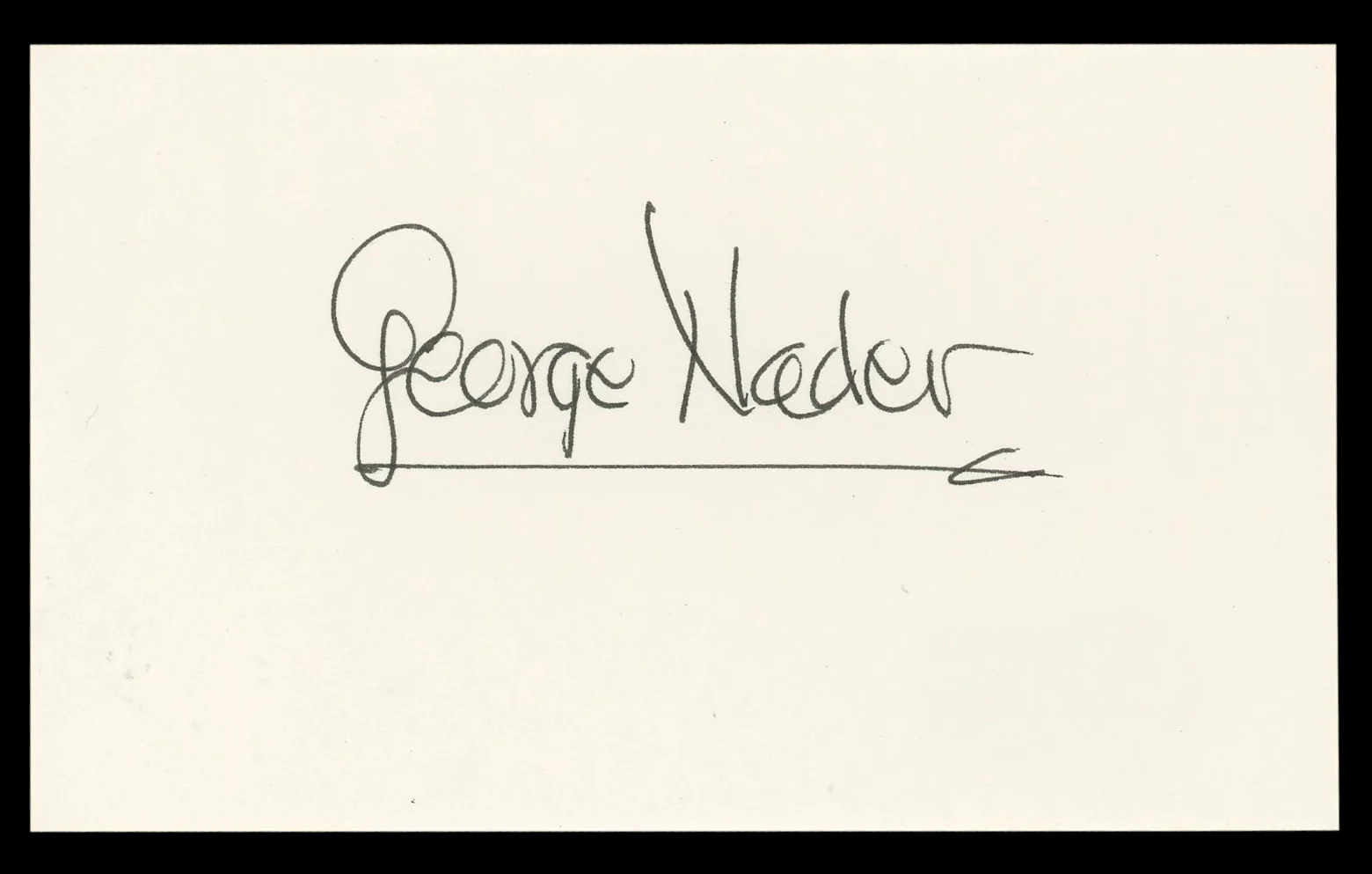 George Nader The Female Animal Authentic Signed 3x5 Index Card BAS #BL98822