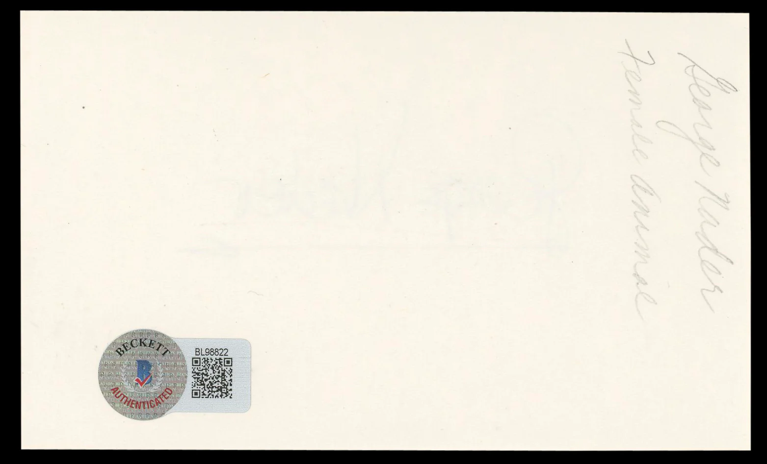 George Nader The Female Animal Authentic Signed 3x5 Index Card BAS #BL98822 - Image 3