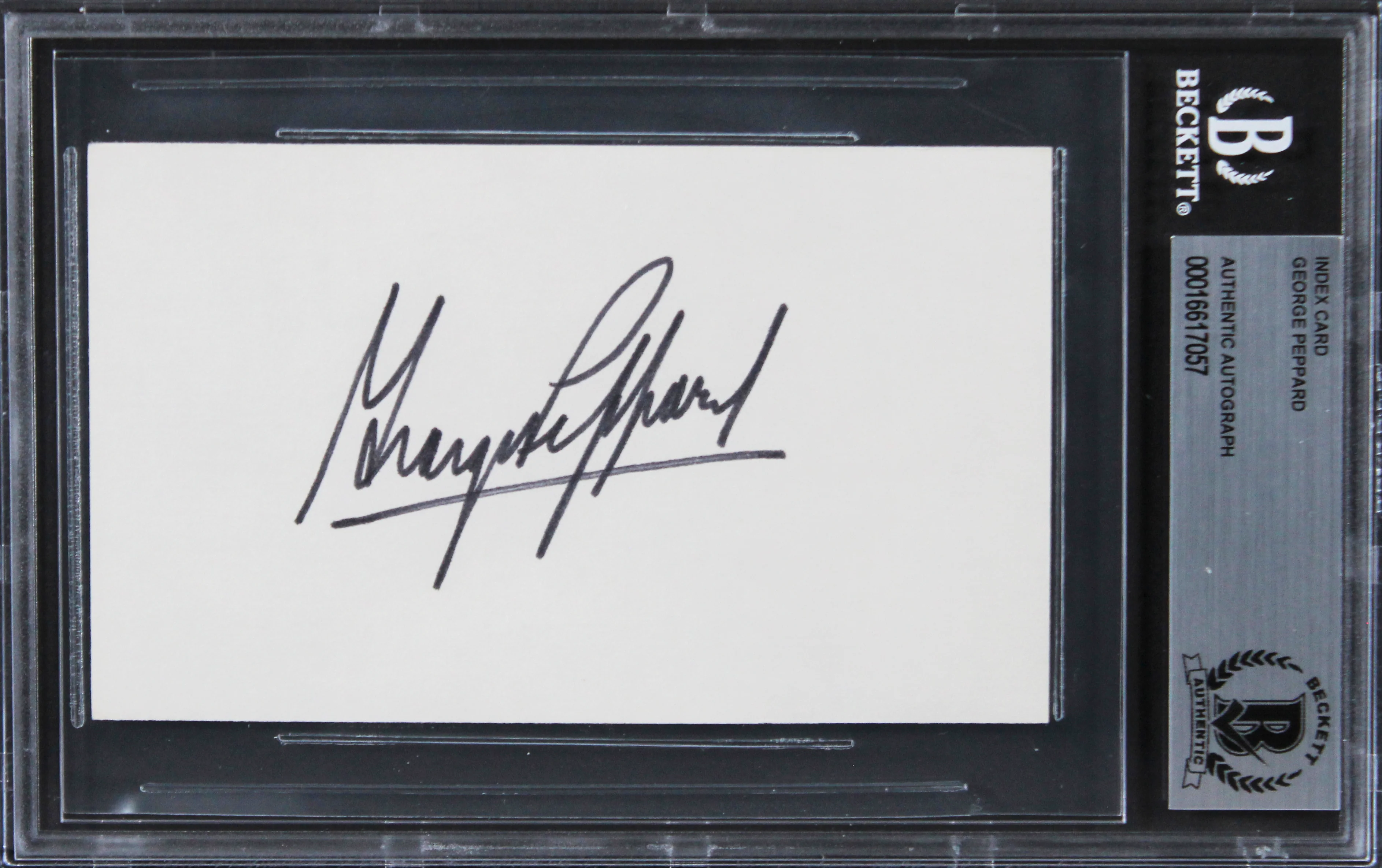 George Peppard Breakfast At Tiffany's Signed 3x5 Index Card BAS Slabbed