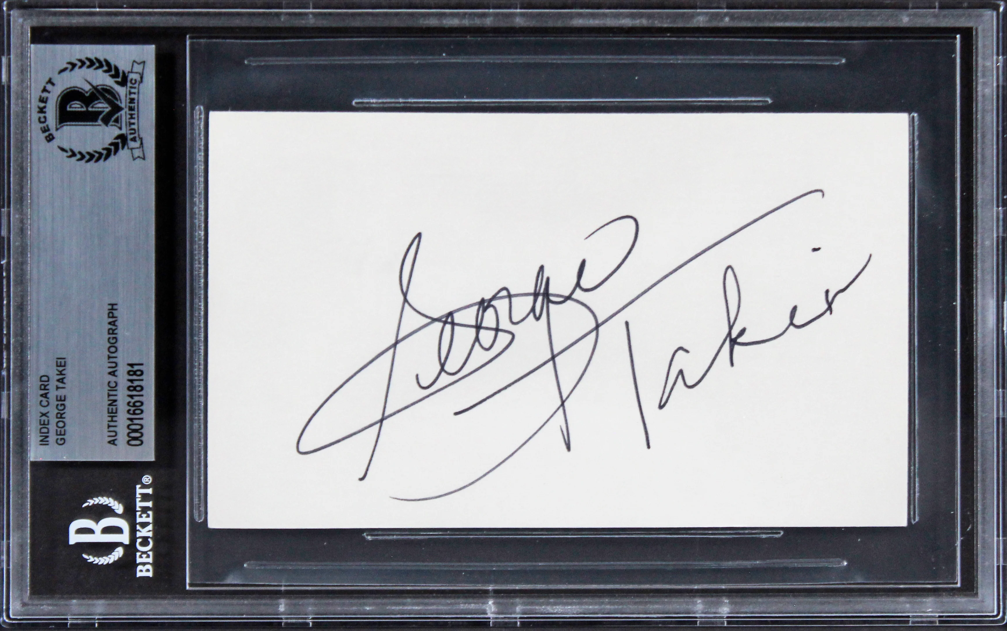 George Takei Star Trek: The Original Series Signed 3x5 Index Card BAS Slabbed 2