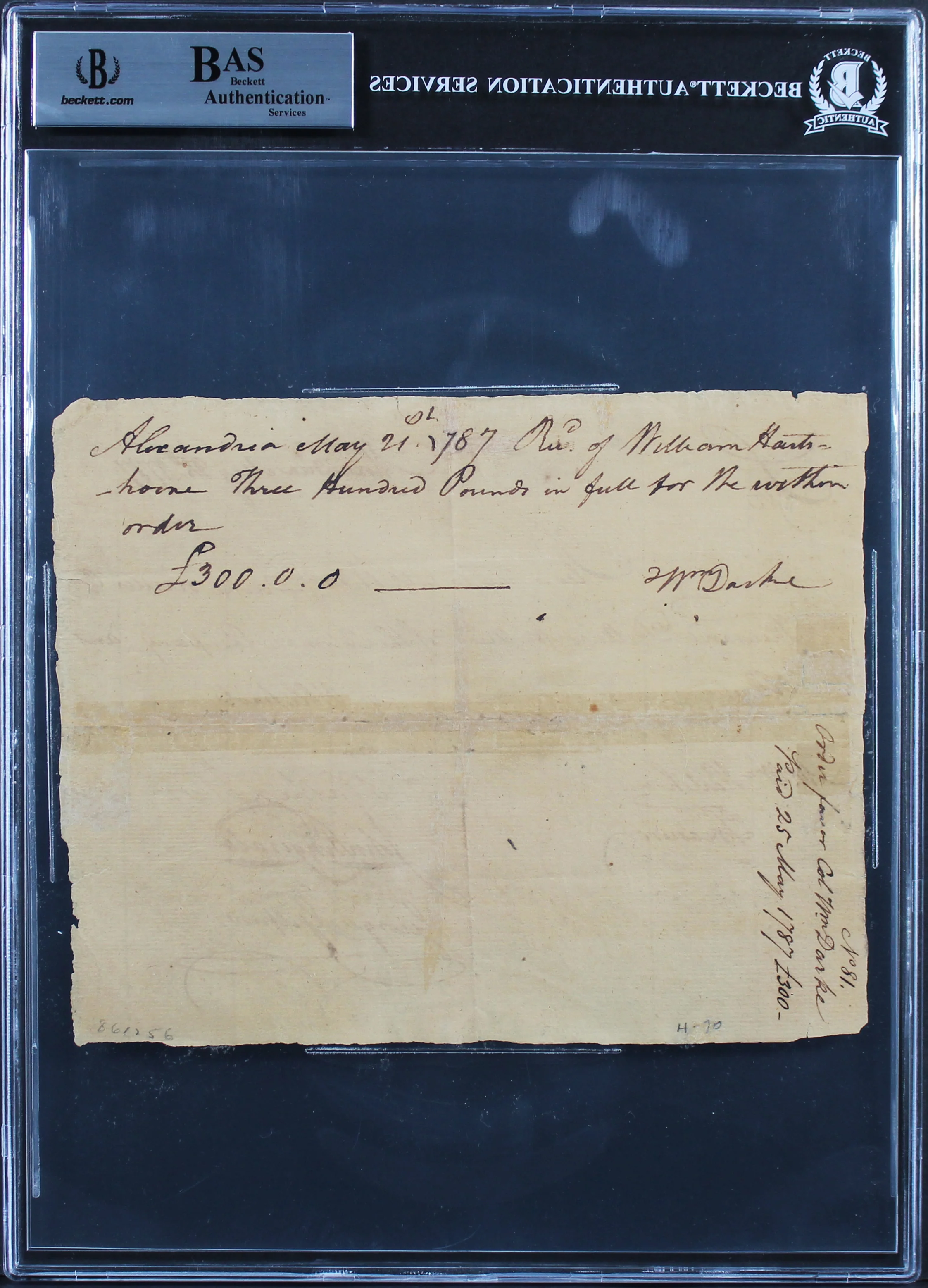 George Washington Signed 6x7.5 1787 Potomac Company Pay Order BAS Slabbed - Image 3