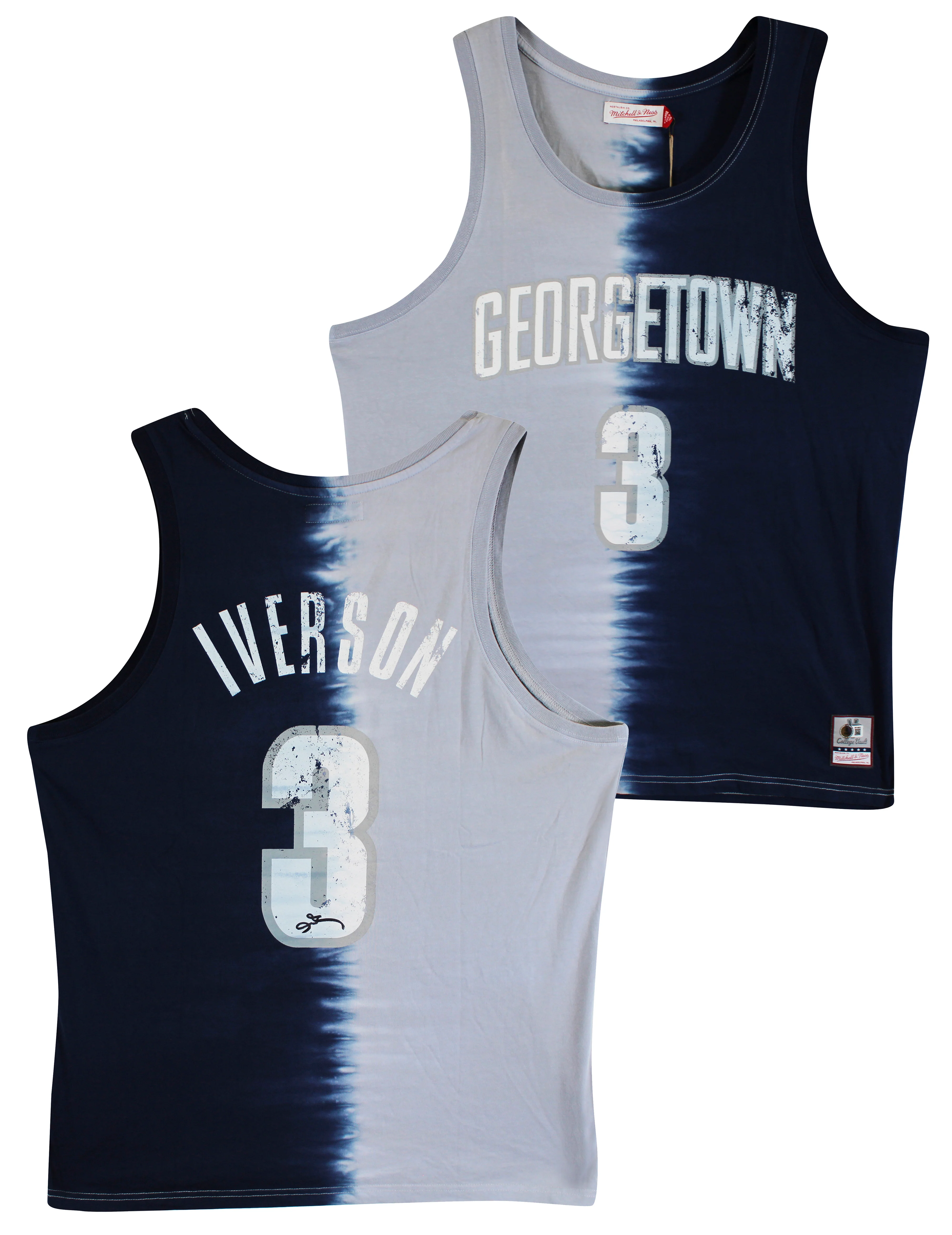 Georgetown Allen Iverson Signed Tie Dye Cotton M&N Tank Jersey BAS Witnessed - Image 2
