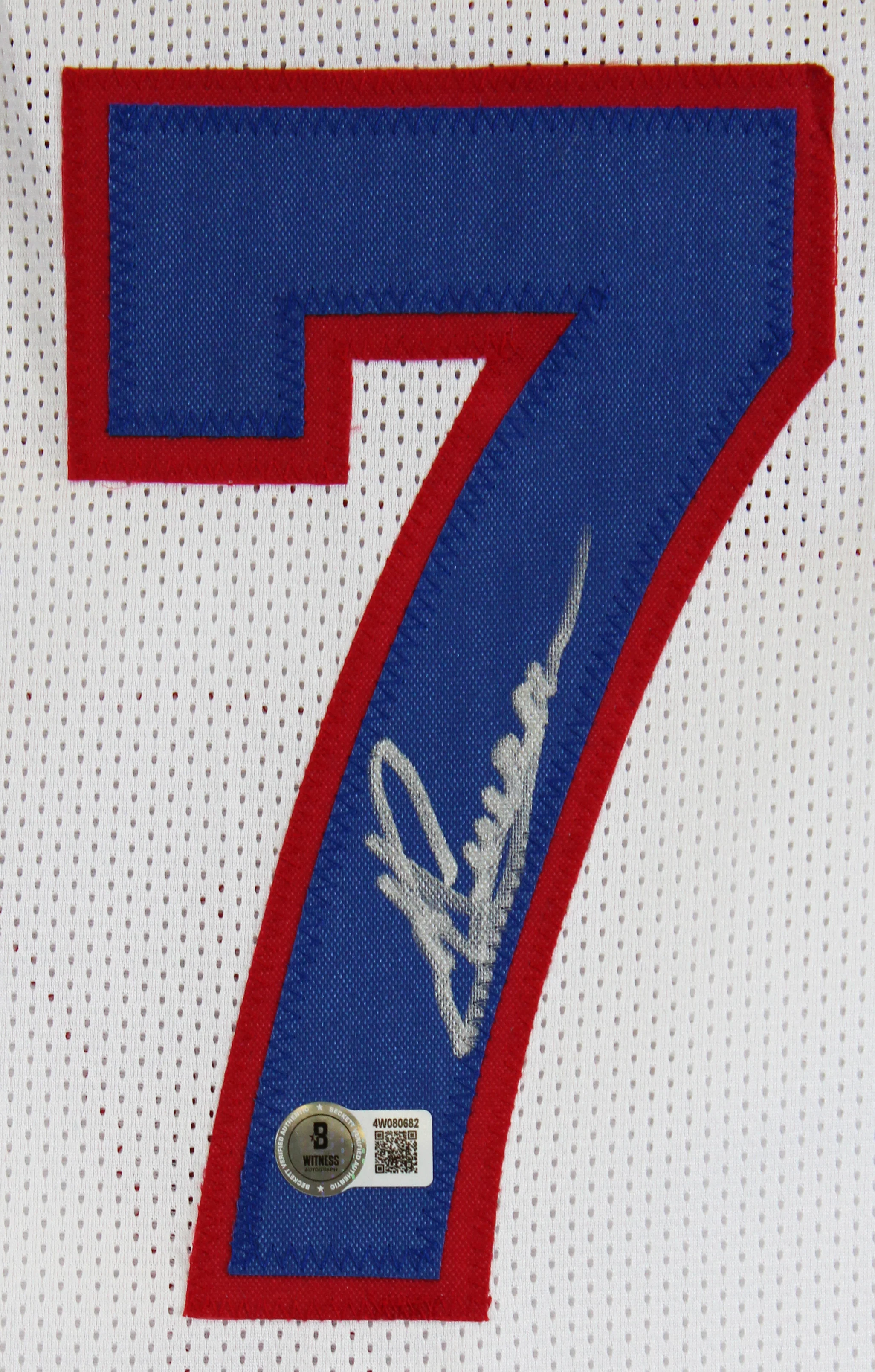 Gheorghe Muresan Authentic Signed White Pro Style Framed Jersey BAS Witnessed - Image 3