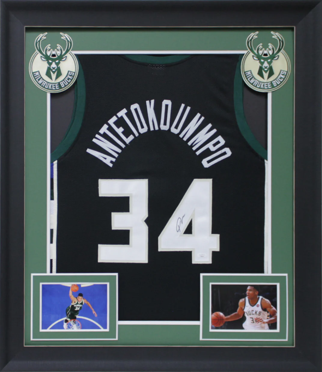 Giannis Antetokounmpo Authentic Signed Black Pro Style Framed Jersey JSA - Image 2
