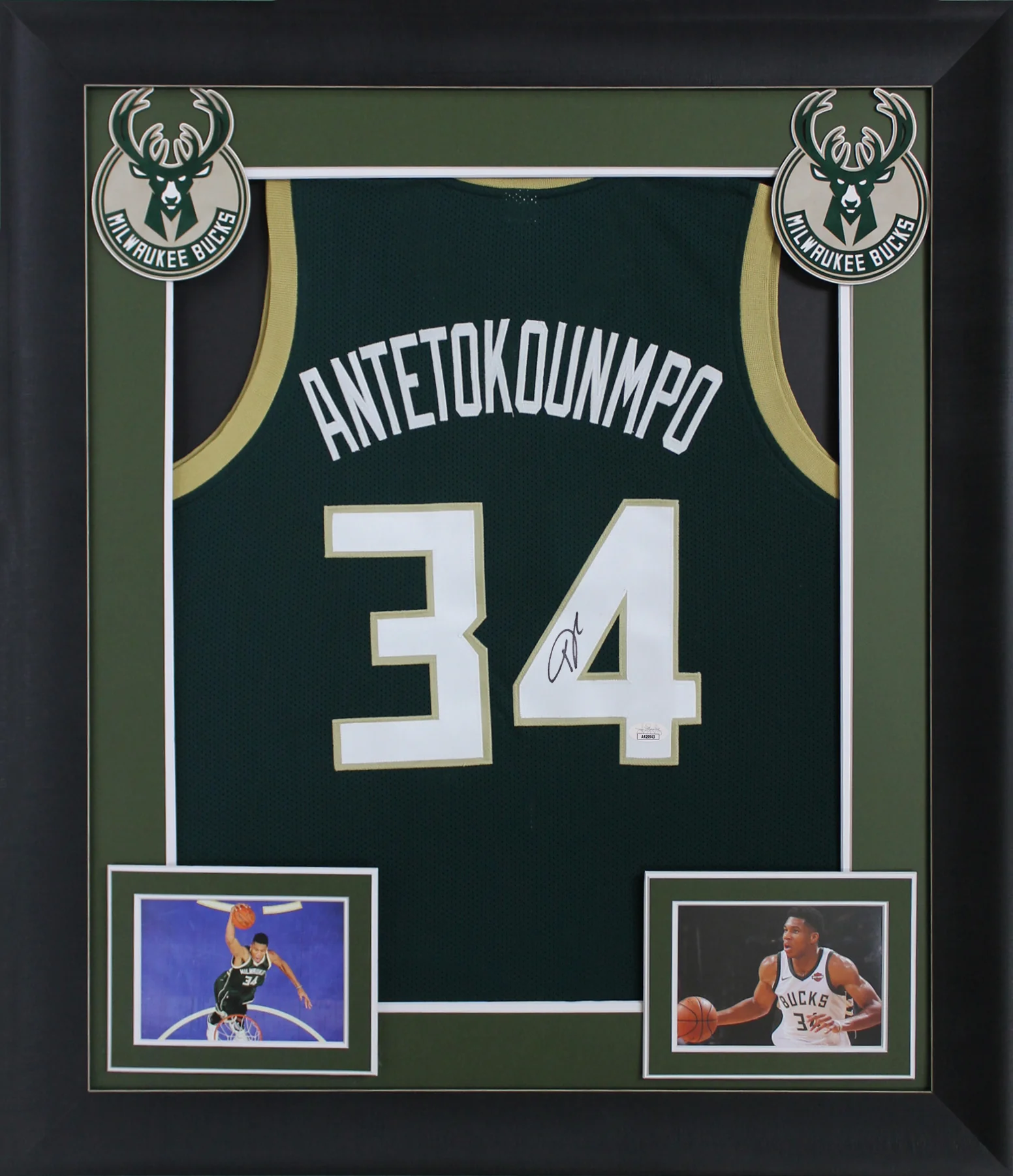 Giannis Antetokounmpo Authentic Signed Green Pro Style Framed Jersey JSA - Image 2