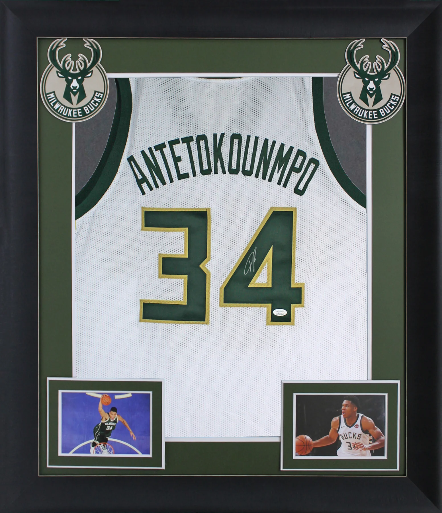 Giannis Antetokounmpo Authentic Signed White Pro Style Framed Jersey JSA - Image 2