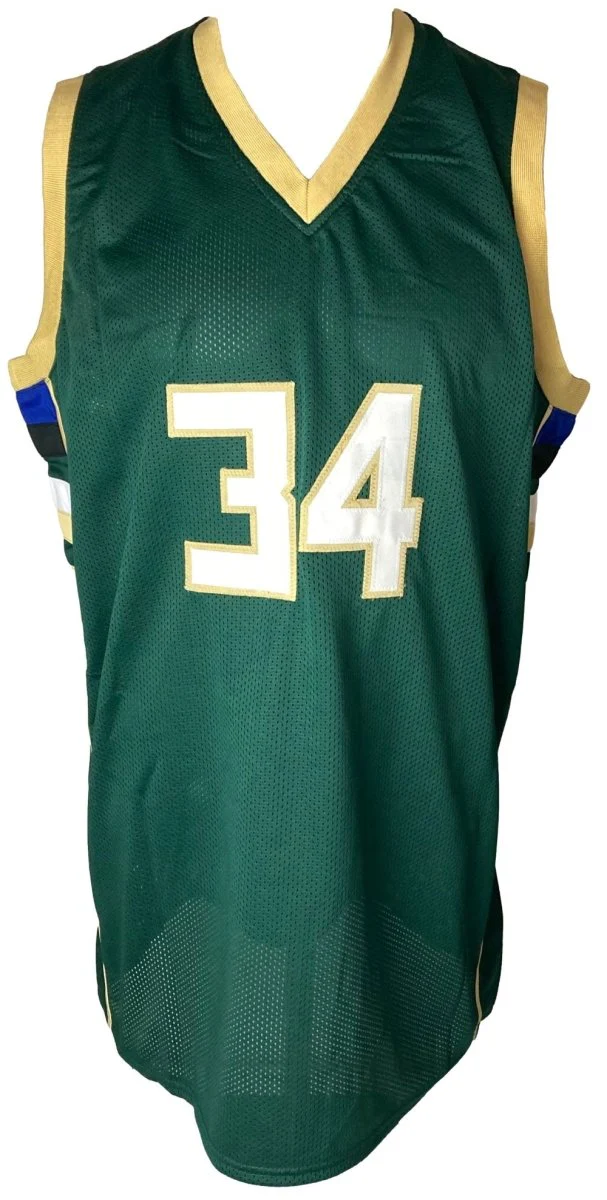 Giannis Antetokounmpo Milwaukee Signed Green Basketball Jersey BAS ITP - Image 3