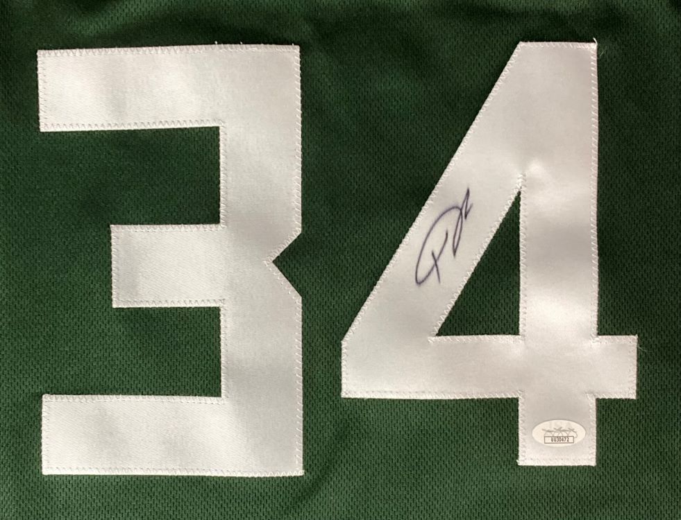 Giannis Antetokounmpo Milwaukee Signed Green Basketball Jersey JSA - Image 2