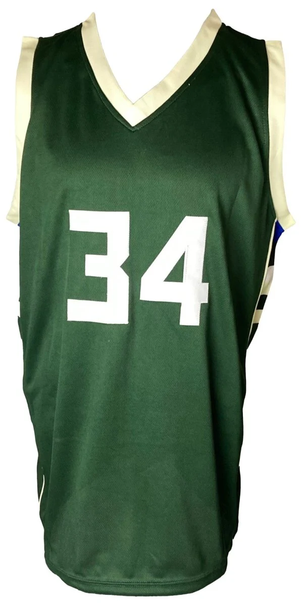Giannis Antetokounmpo Milwaukee Signed Green Basketball Jersey JSA - Image 3
