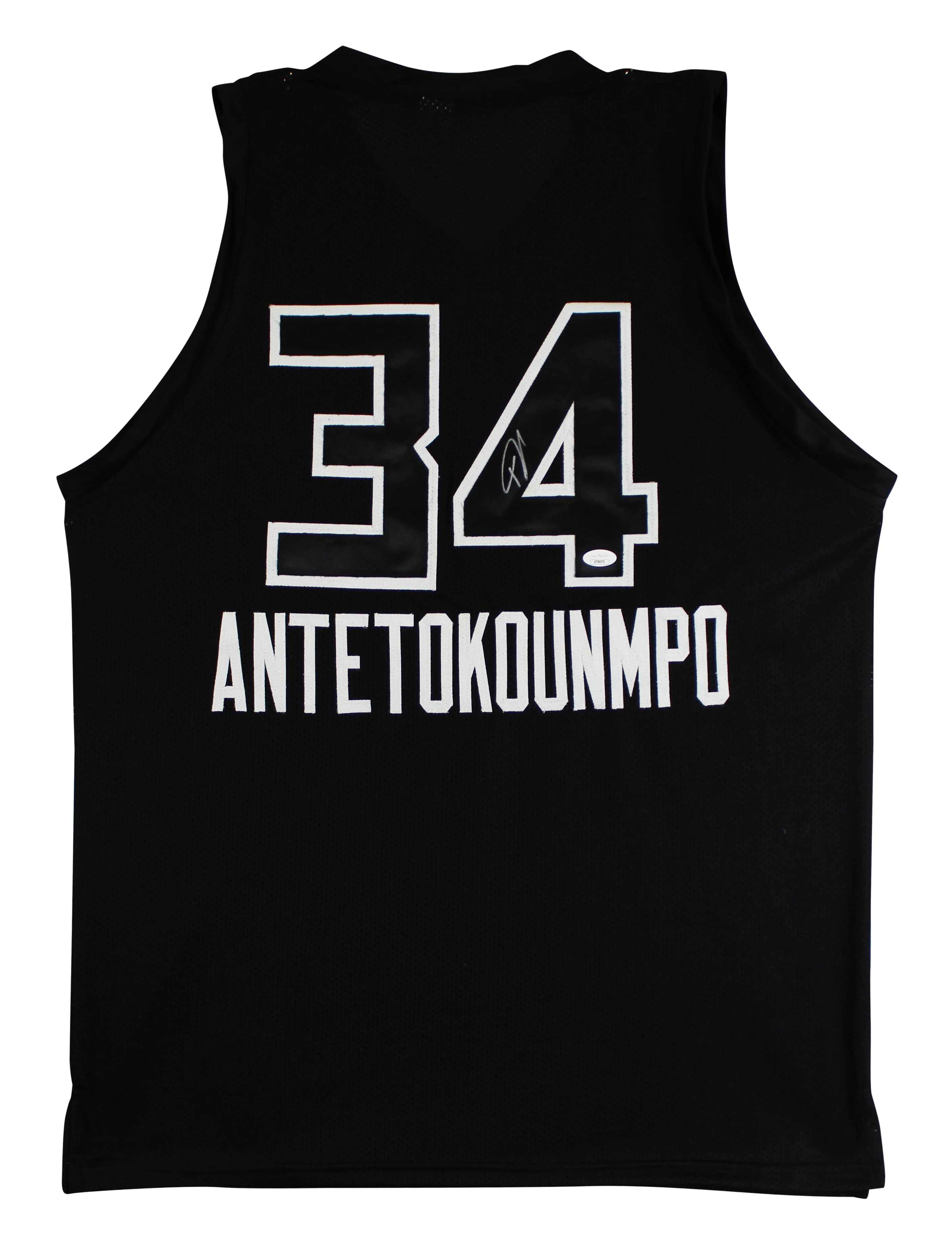 Giannis Antetokounmpo Signed Black Pro Style Jersey w/ Black Numbers JSA - Image 2
