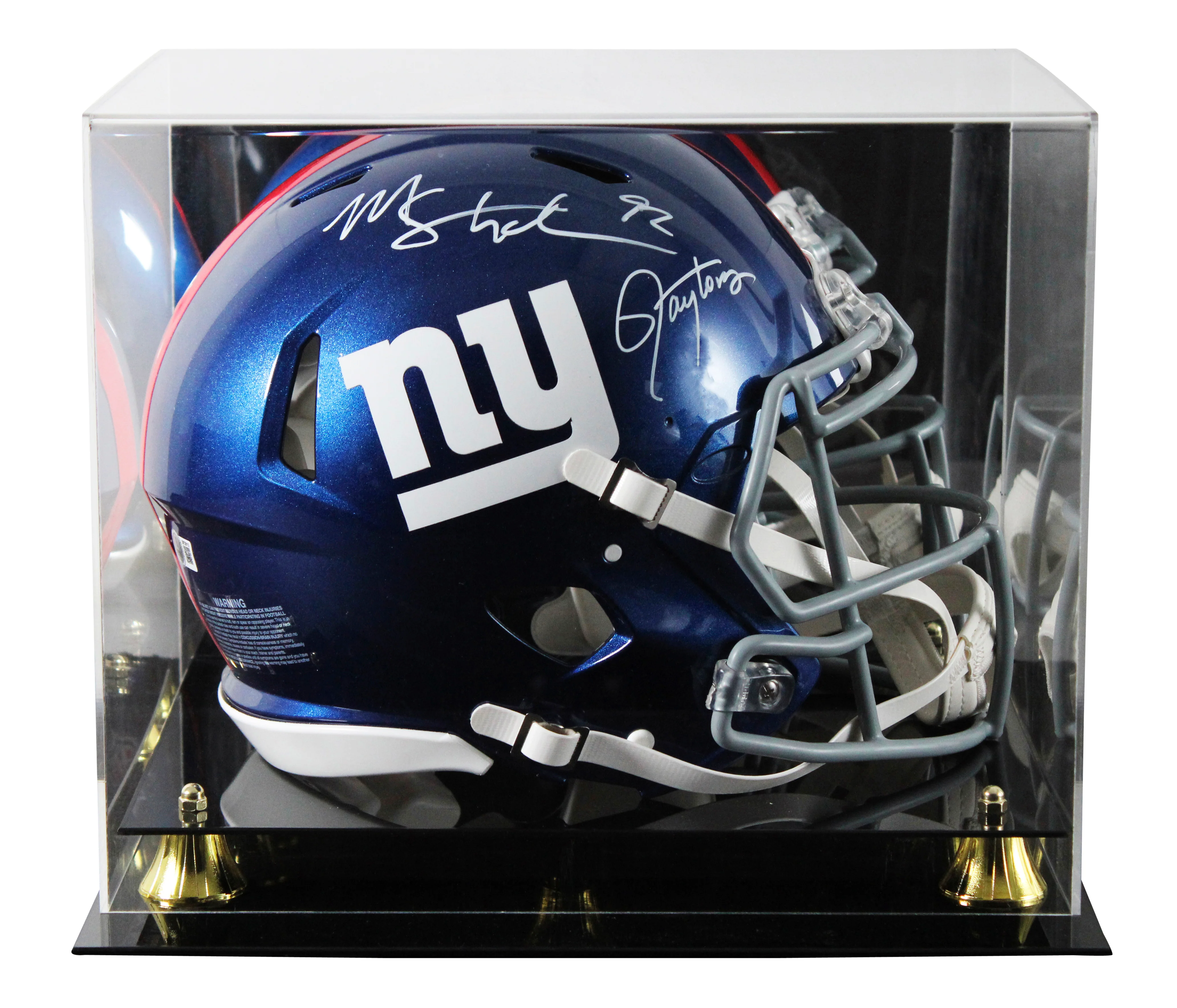Giants (2) Taylor & Strahan Signed Full Size Speed Proline Helmet W/ Case BAS W