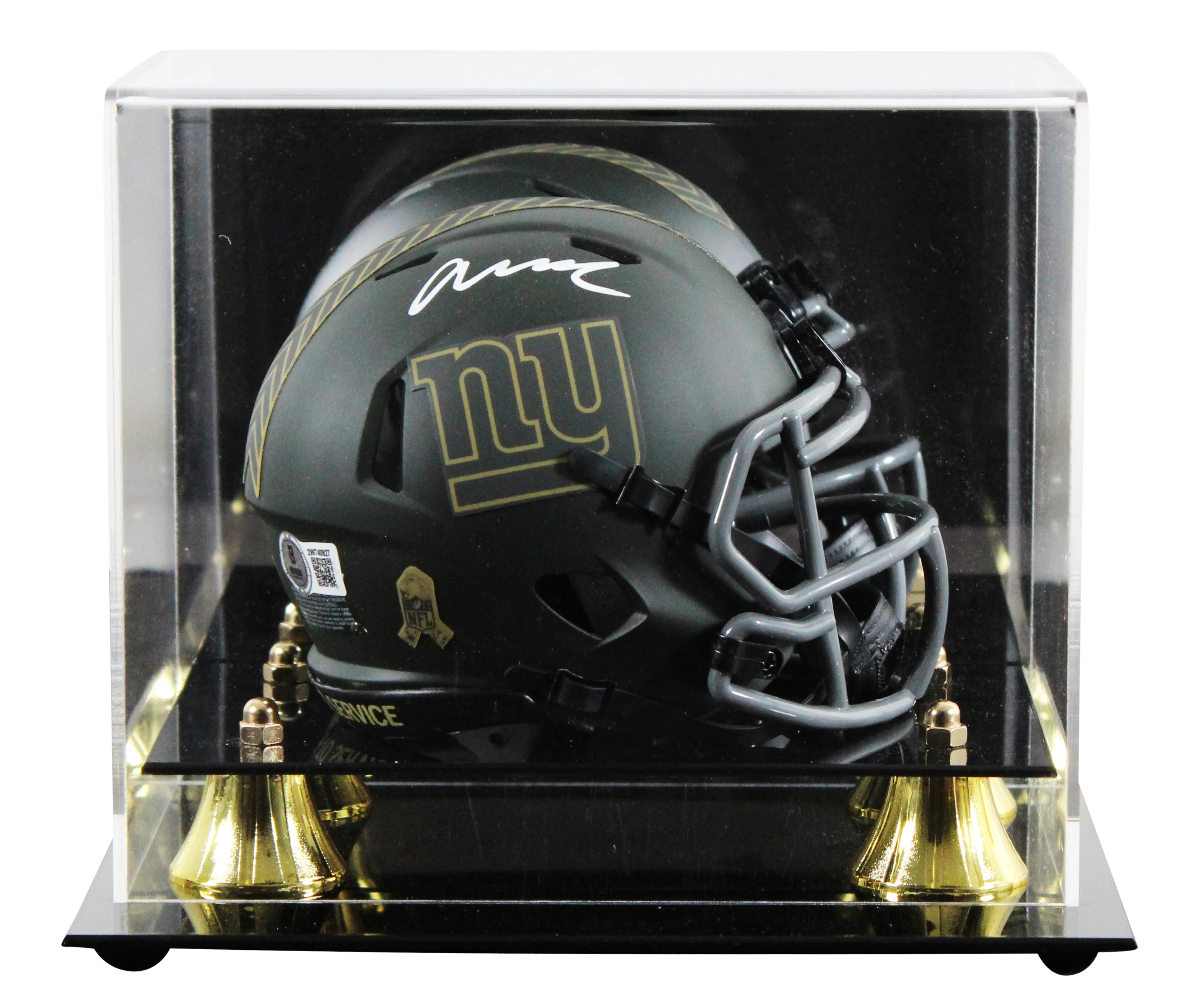 Giants Abdul Carter Signed Salute To Service IV Speed Mini Helmet W/ Case BAS W - Image 2