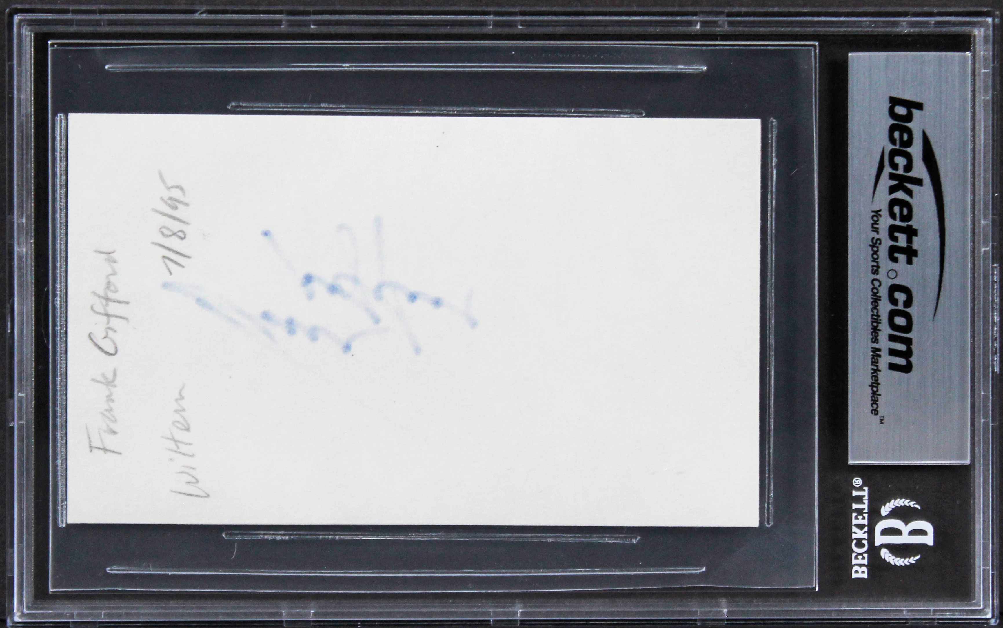 Giants Frank Gifford Authentic Signed 3x5 Index Card Autographed BAS Slabbed - Image 3