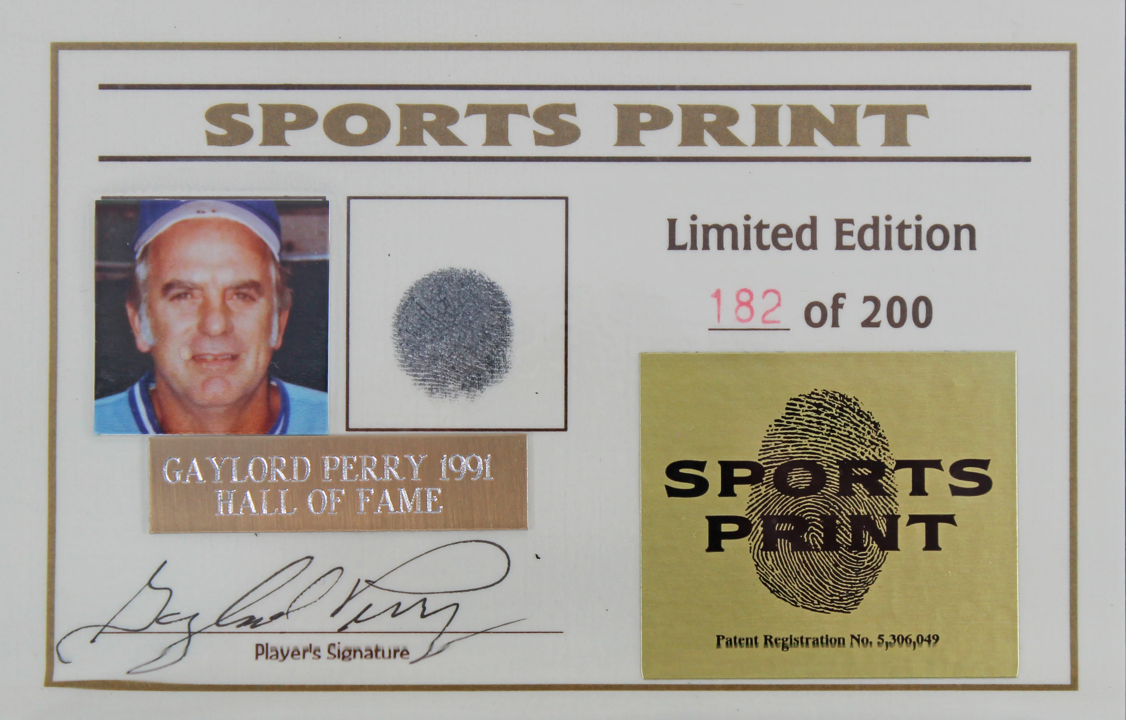 Giants Gaylord Perry Signed Thumbprint Baseball LE #'d/200 w/ Display Case BAS - Image 4