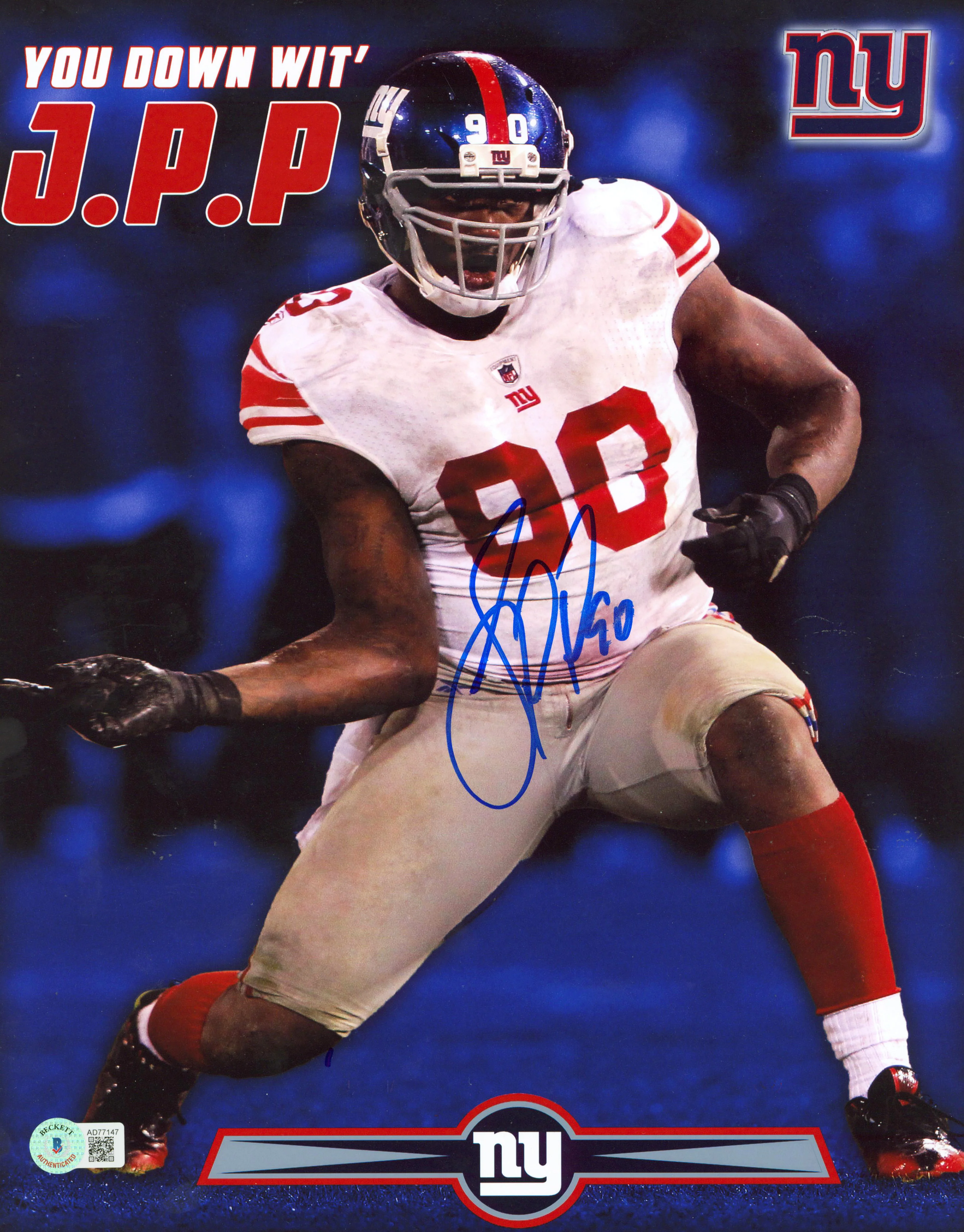 Giants Jason Pierre-Paul Authentic Signed 11x14 Photo Autographed BAS #AD77147 - Image 2