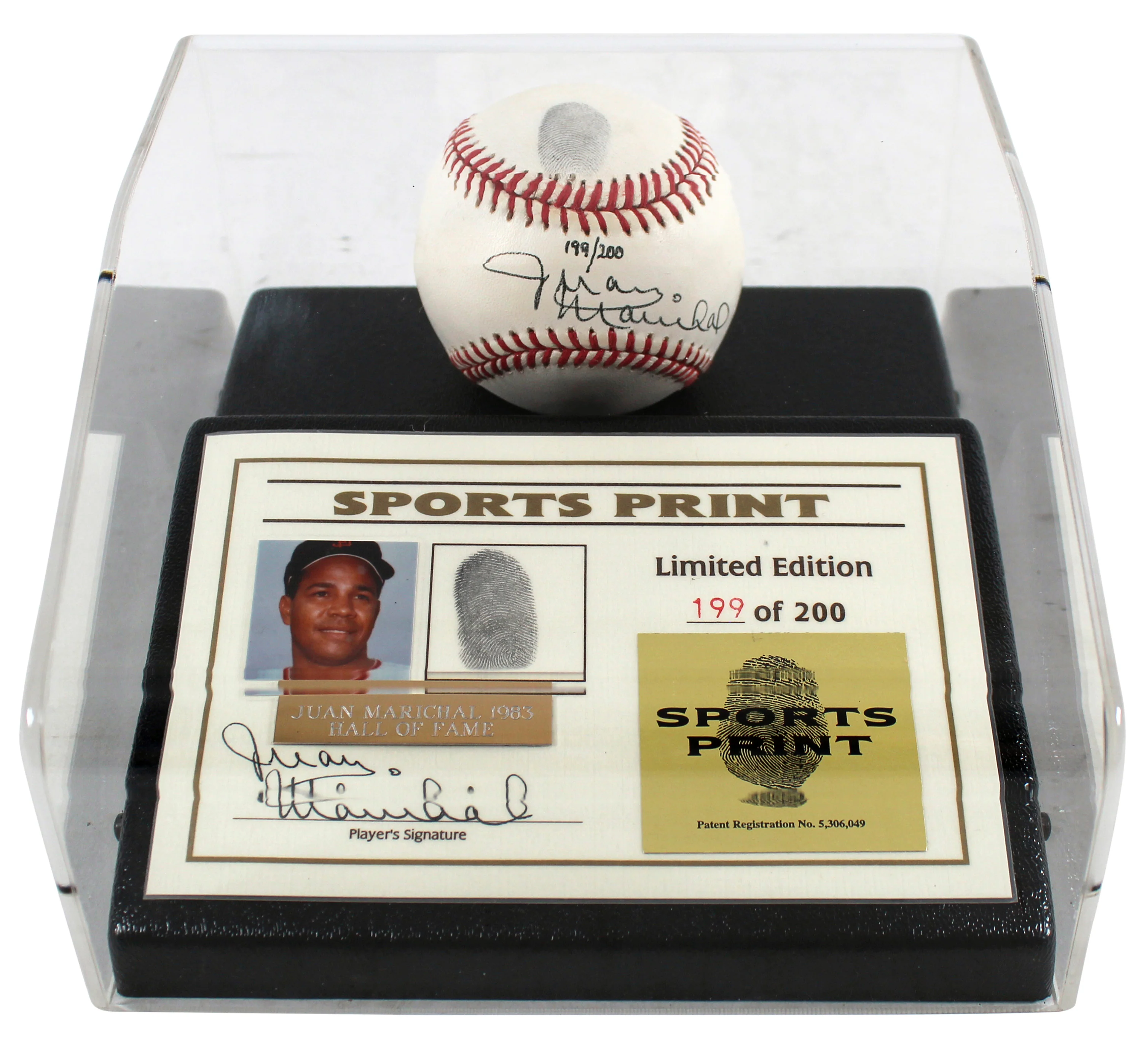 Giants Juan Marichal Signed Thumbprint Baseball LE #'d/200 w/ Display Case BAS - Image 2