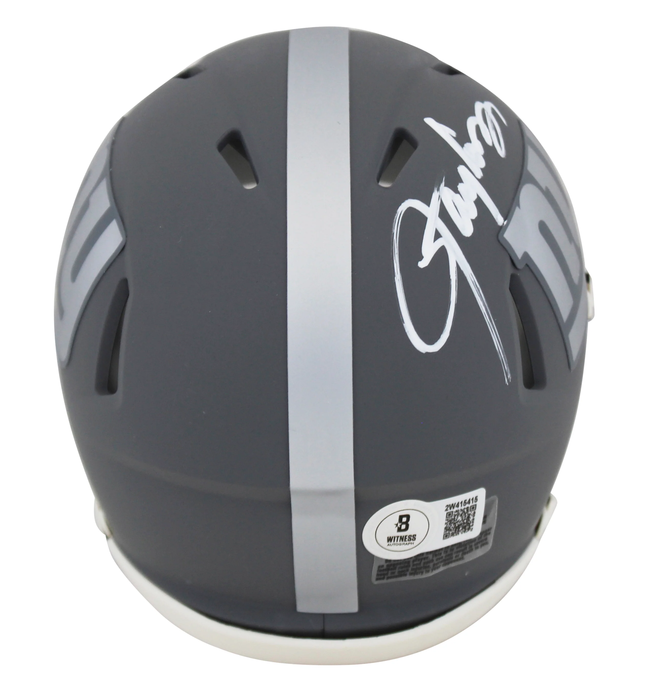 Giants Lawrence Taylor Authentic Signed Slate Speed Mini Helmet BAS Witnessed - Image 3