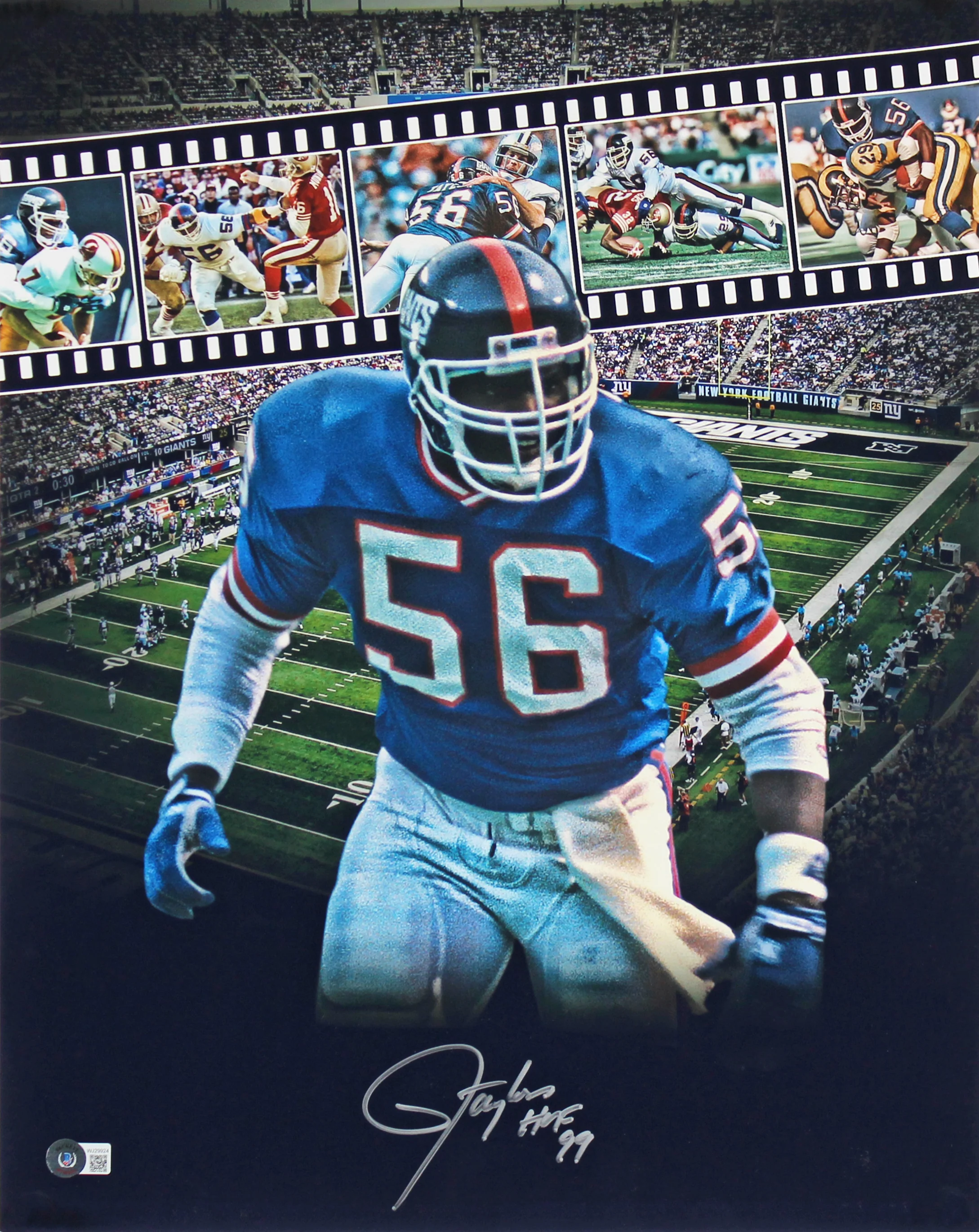 Giants Lawrence Taylor "HOF 99" Authentic Signed 16x20 Edit Collage Photo BAS W - Image 2