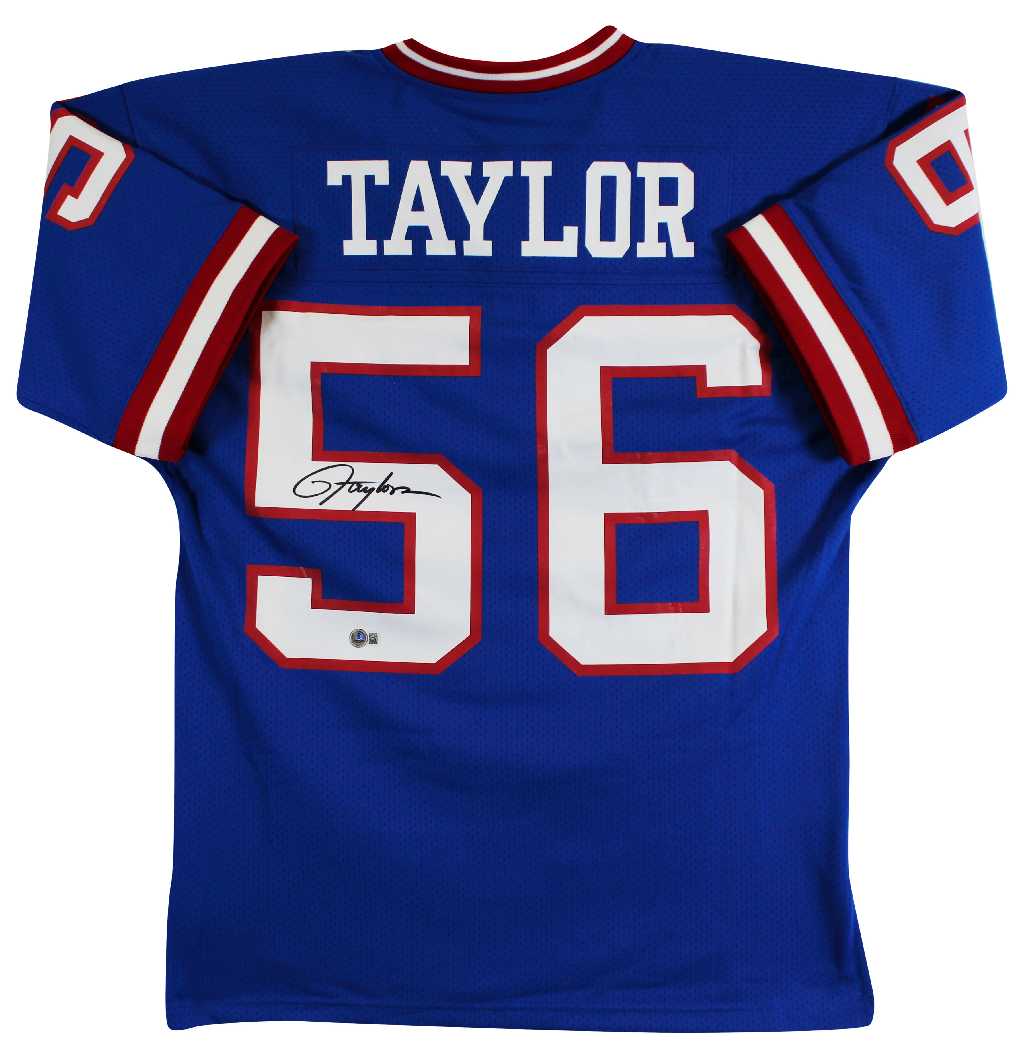 Giants Lawrence Taylor Signed 1986 Blue M&N Throwback Authentic Jersey BAS - Image 3
