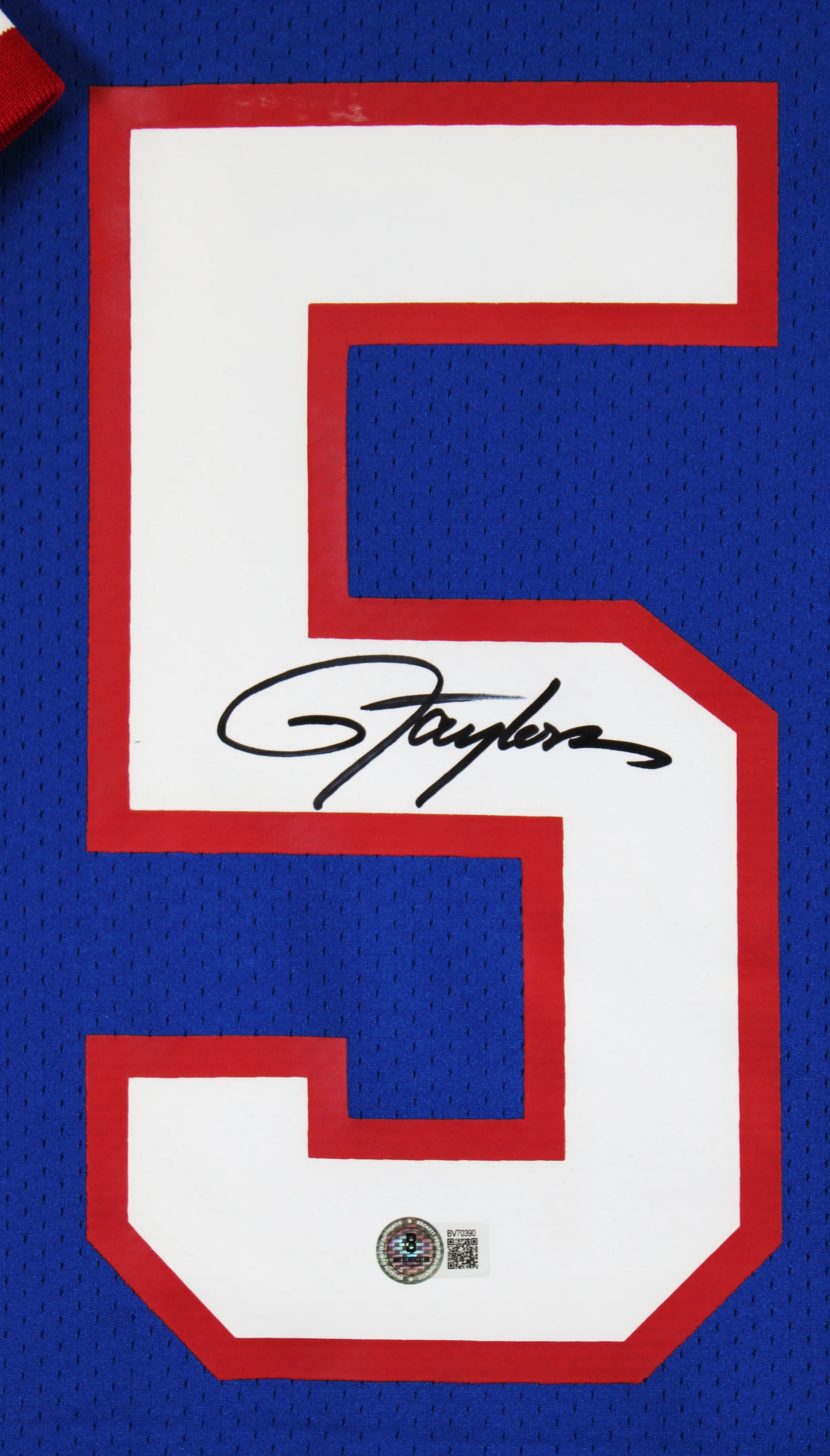 Giants Lawrence Taylor Signed 1990 Blue M&N TB SB XXV Patch Authentic Jersey BAS - Image 4