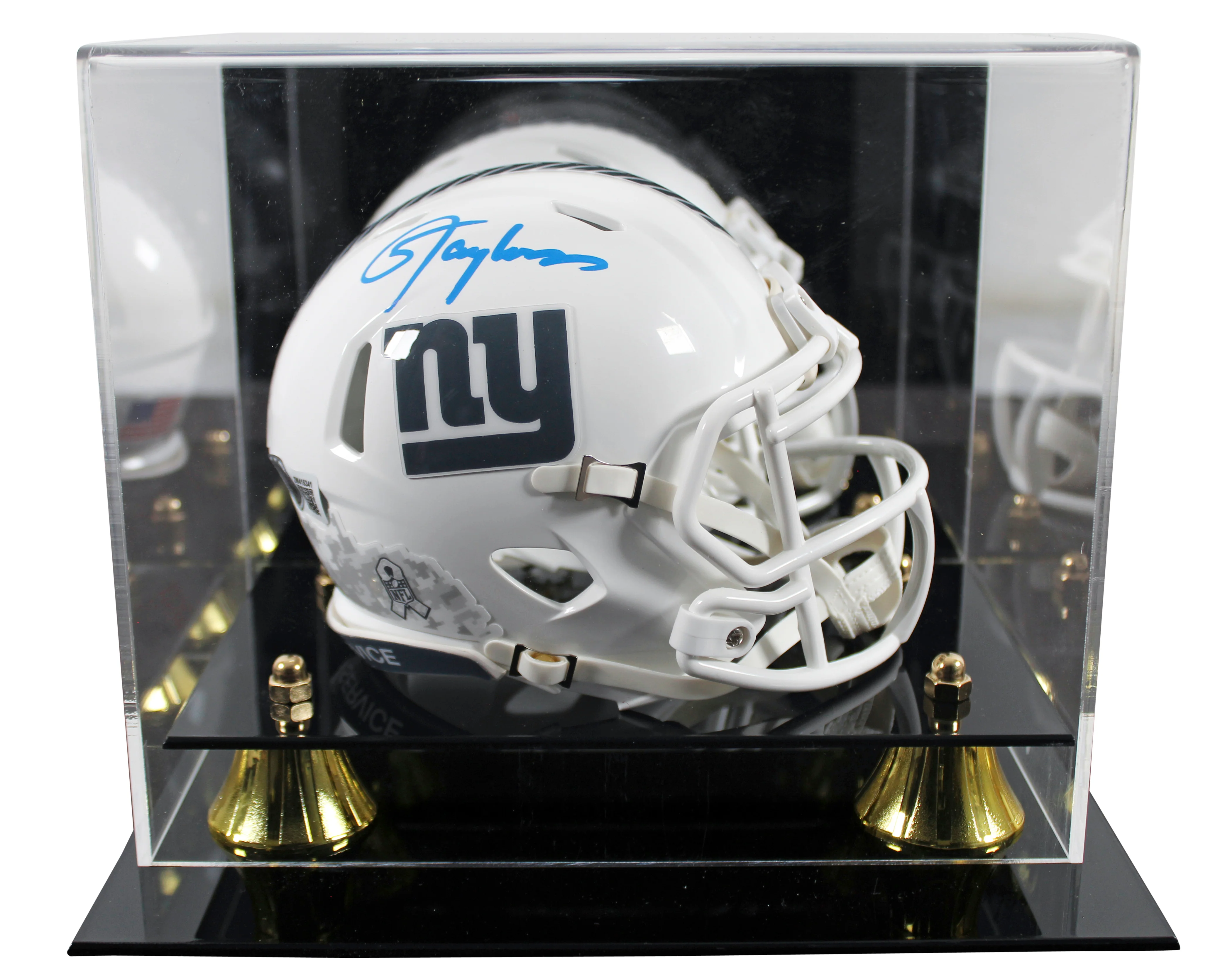 Giants Lawrence Taylor Signed STS III Speed Mini Helmet w/ Case BAS Witnessed - Image 2