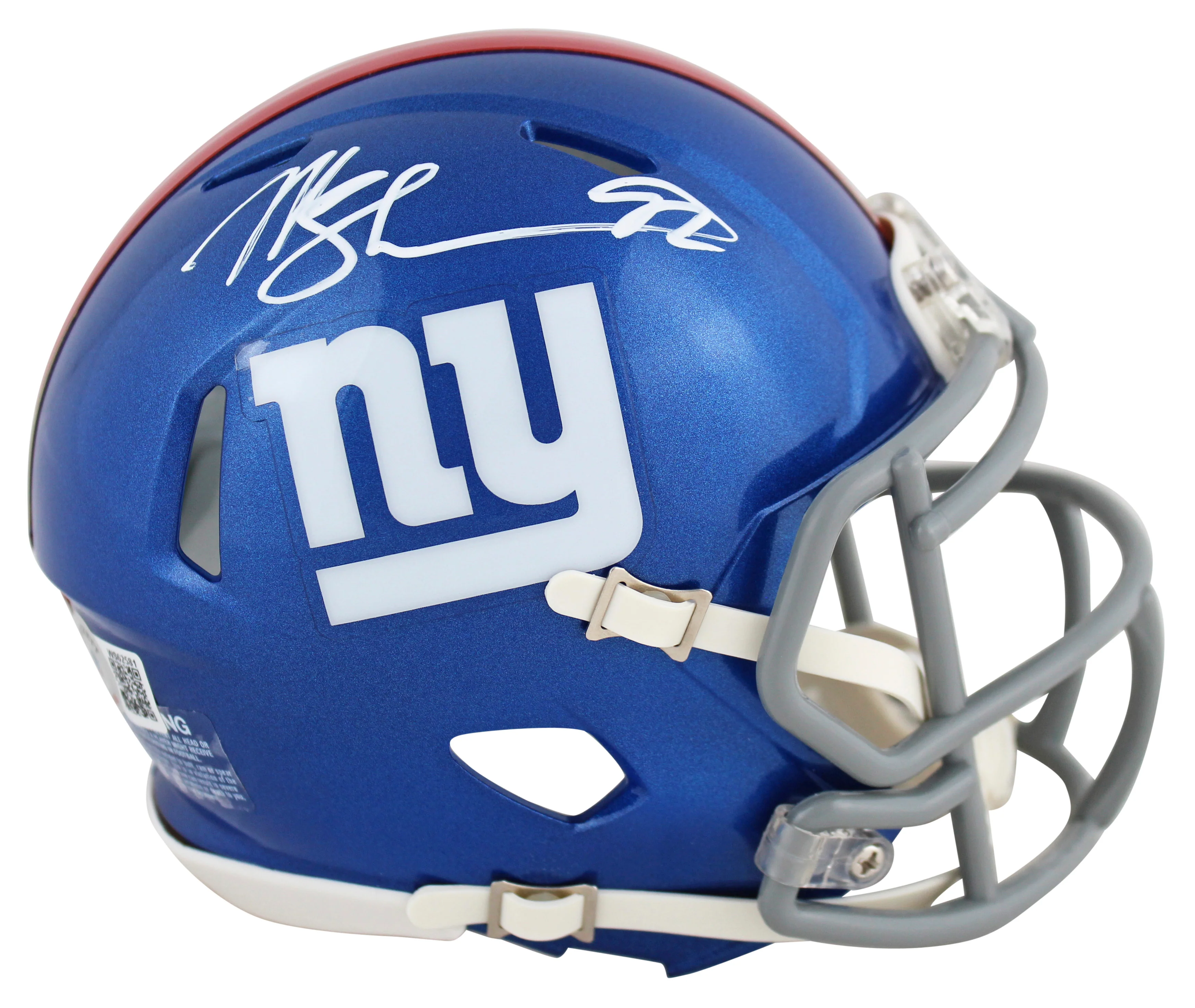 Giants Michael Strahan Authentic Signed Speed Mini Helmet BAS Witnessed - Image 2