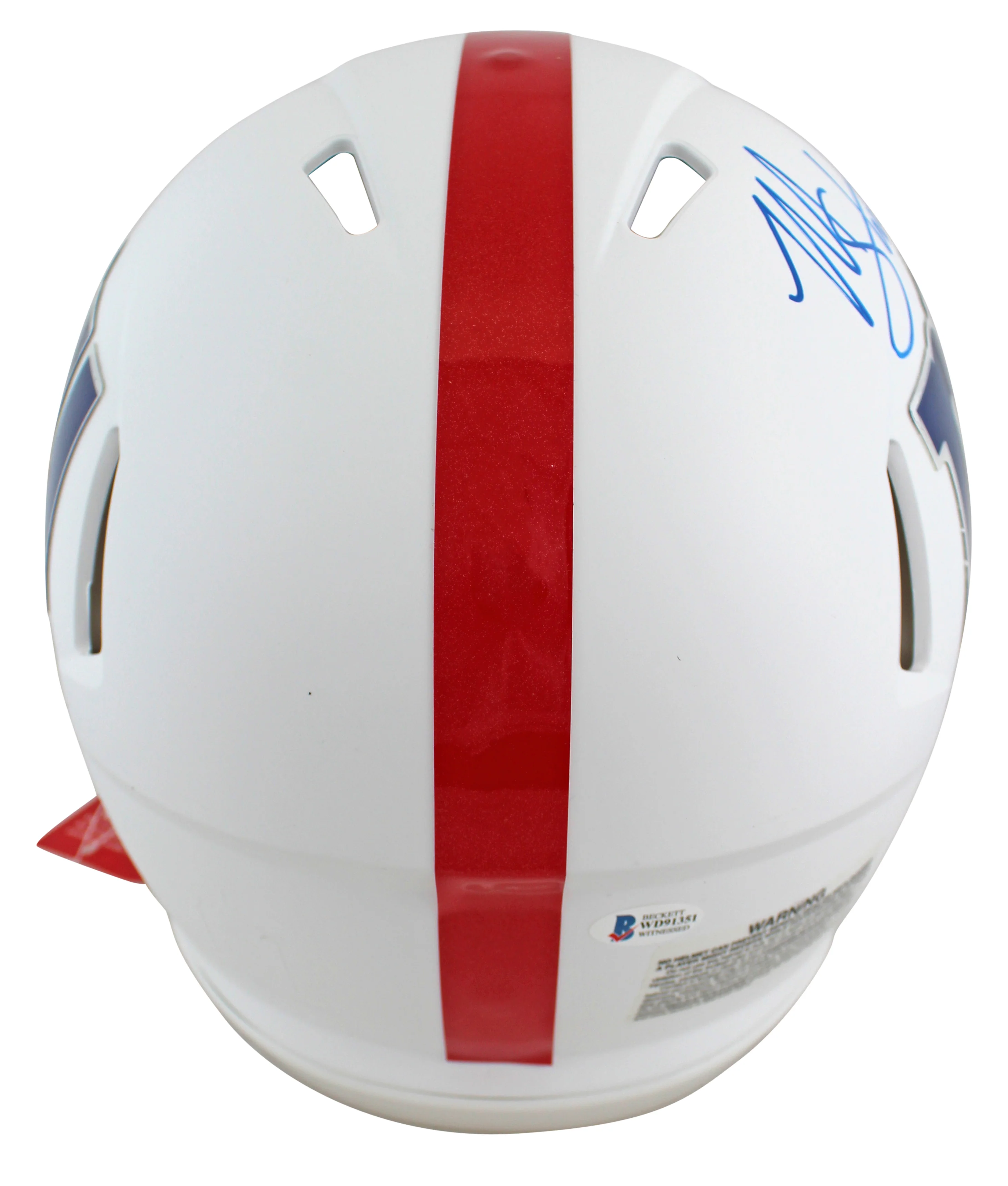 Giants Michael Strahan "HOF 14" Signed Flat White F/S Speed Proline Helmet BAS - Image 3
