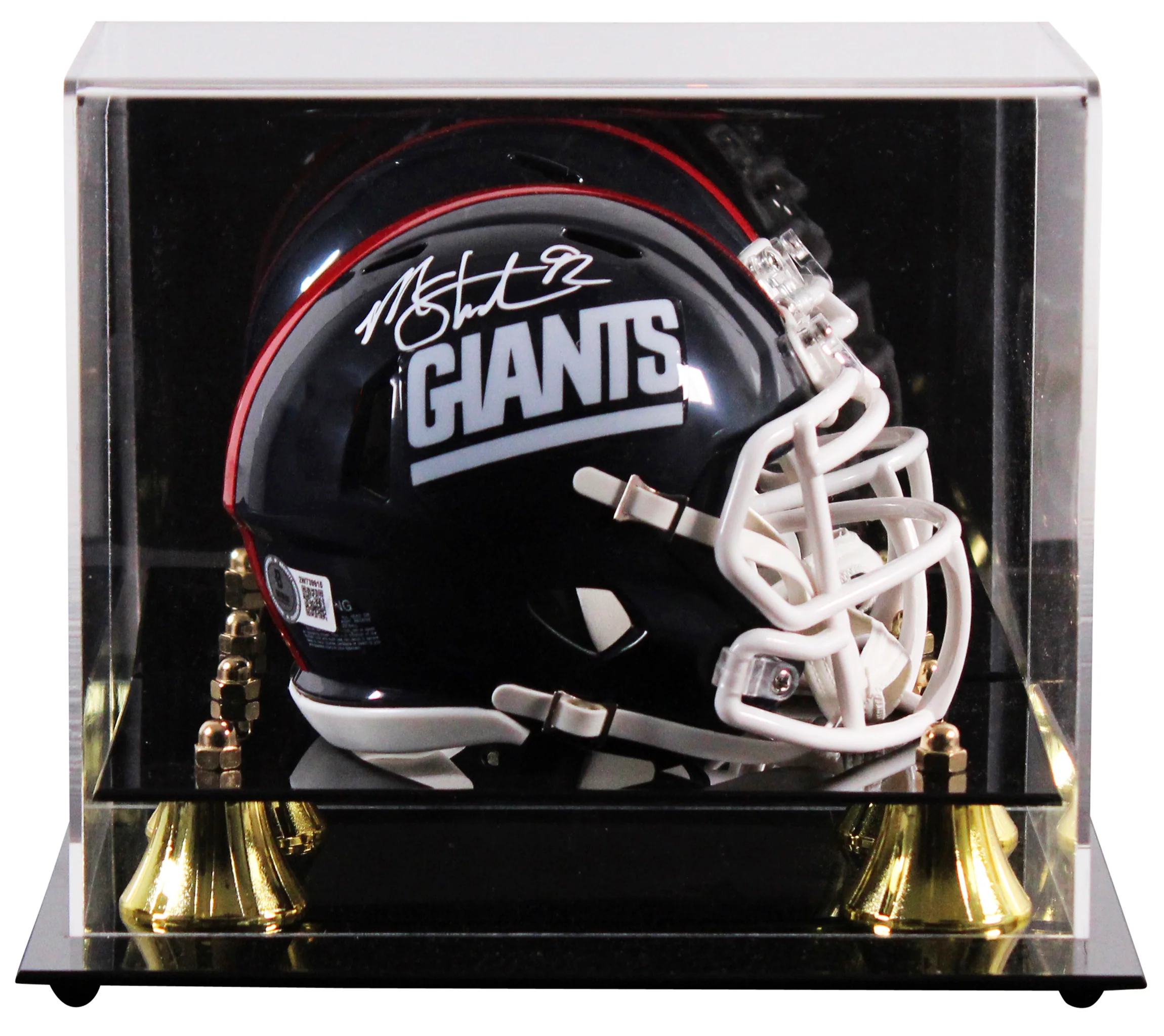 Giants Michael Strahan Signed 1981-99 TB Speed Mini Helmet W/ Case BAS Witnessed - Image 2