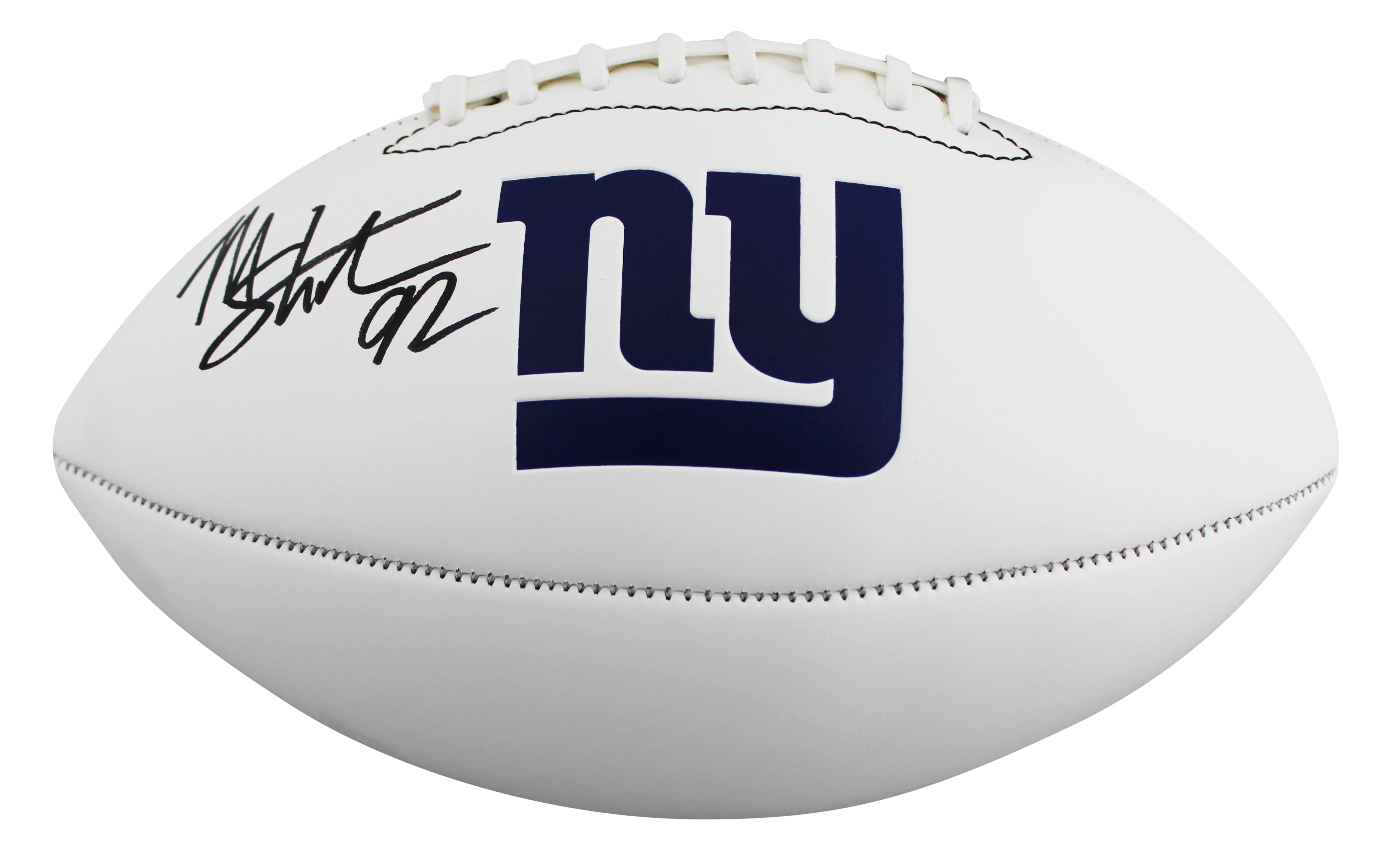 Giants Michael Strahan Signed Franklin White Panel Logo Football BAS Witnessed - Image 3