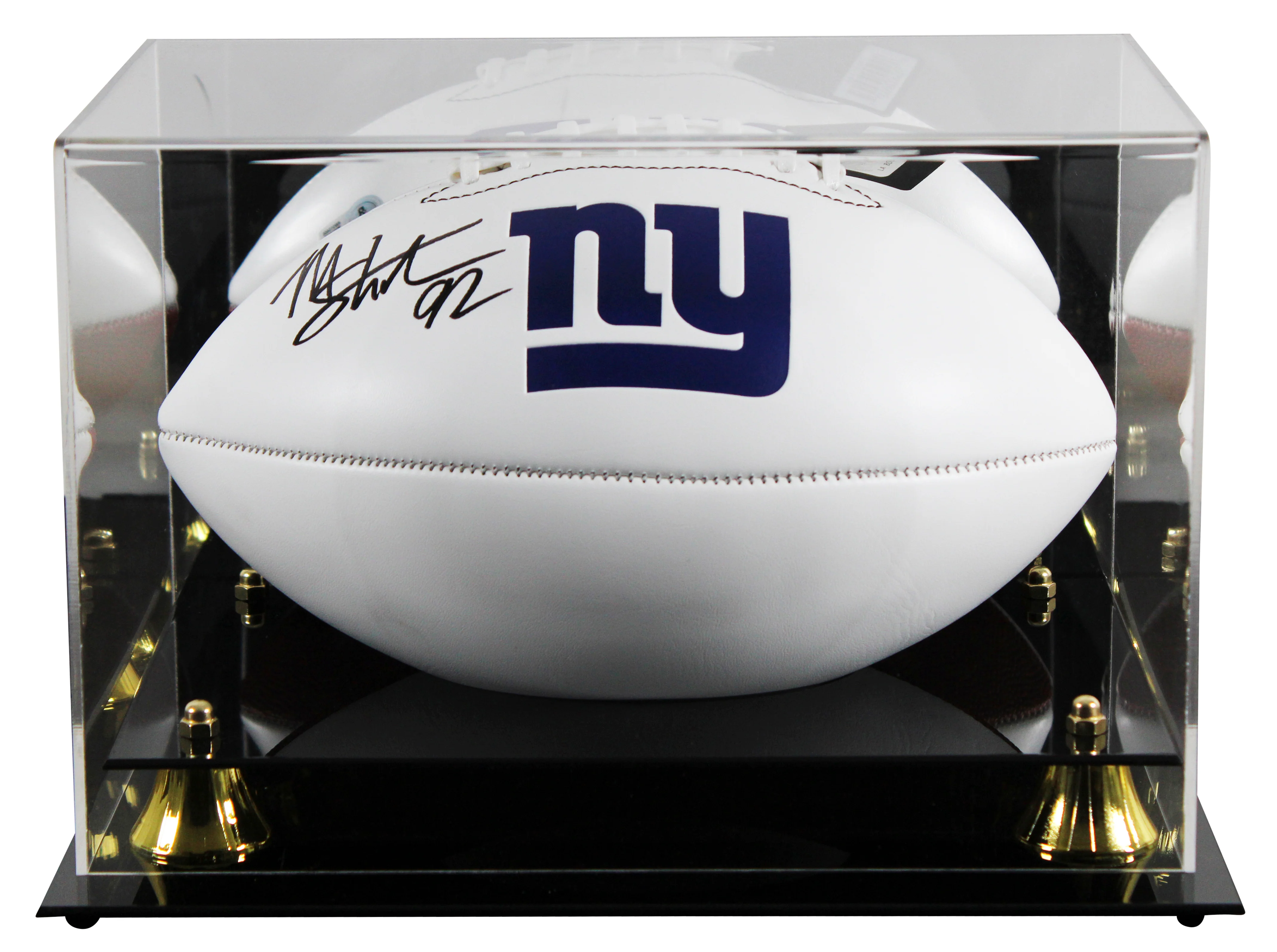 Giants Michael Strahan Signed Franklin White Panel Logo Football W/ Case BAS Wit - Image 2