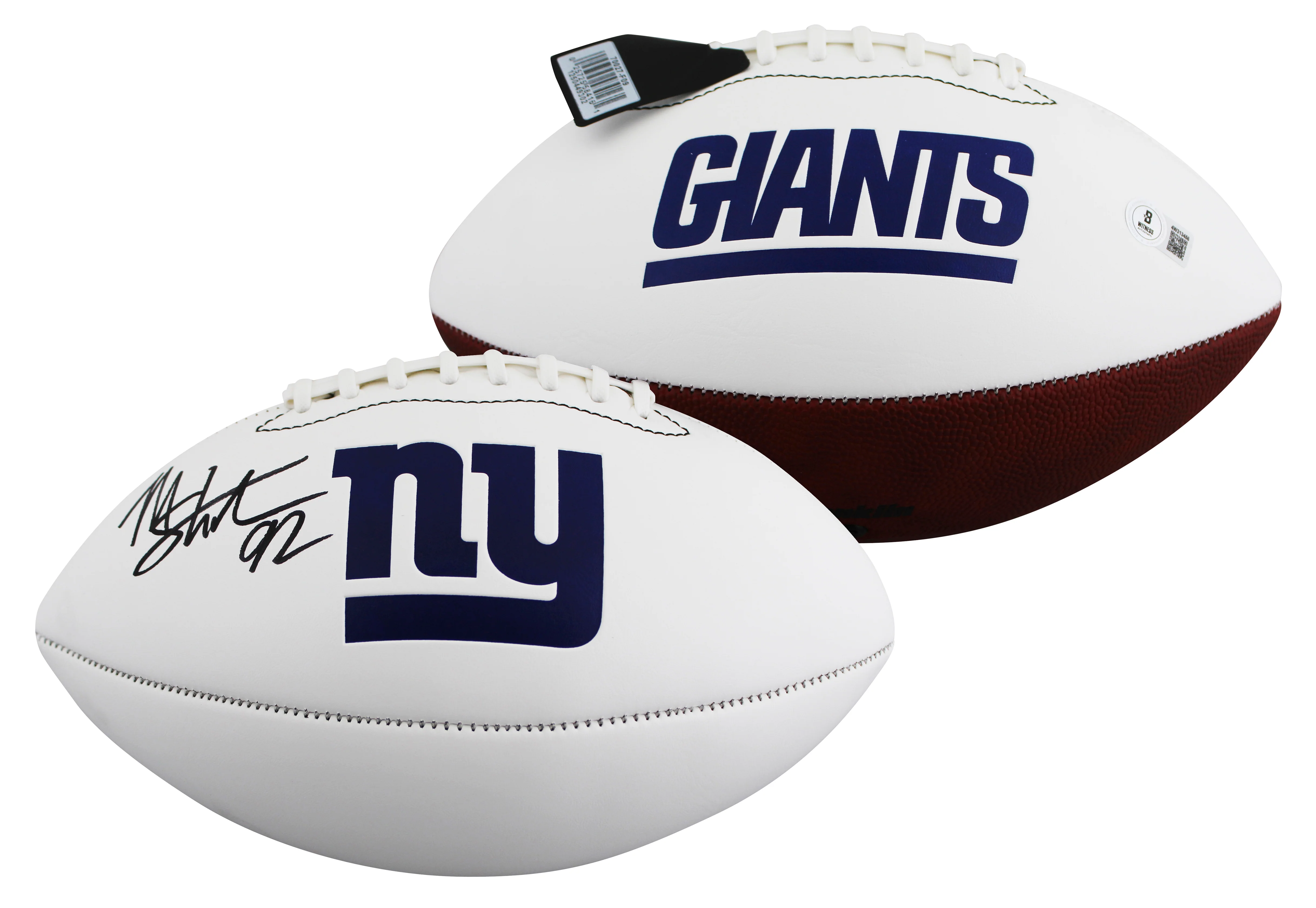 Giants Michael Strahan Signed Franklin White Panel Logo Football W/ Case BAS Wit - Image 3