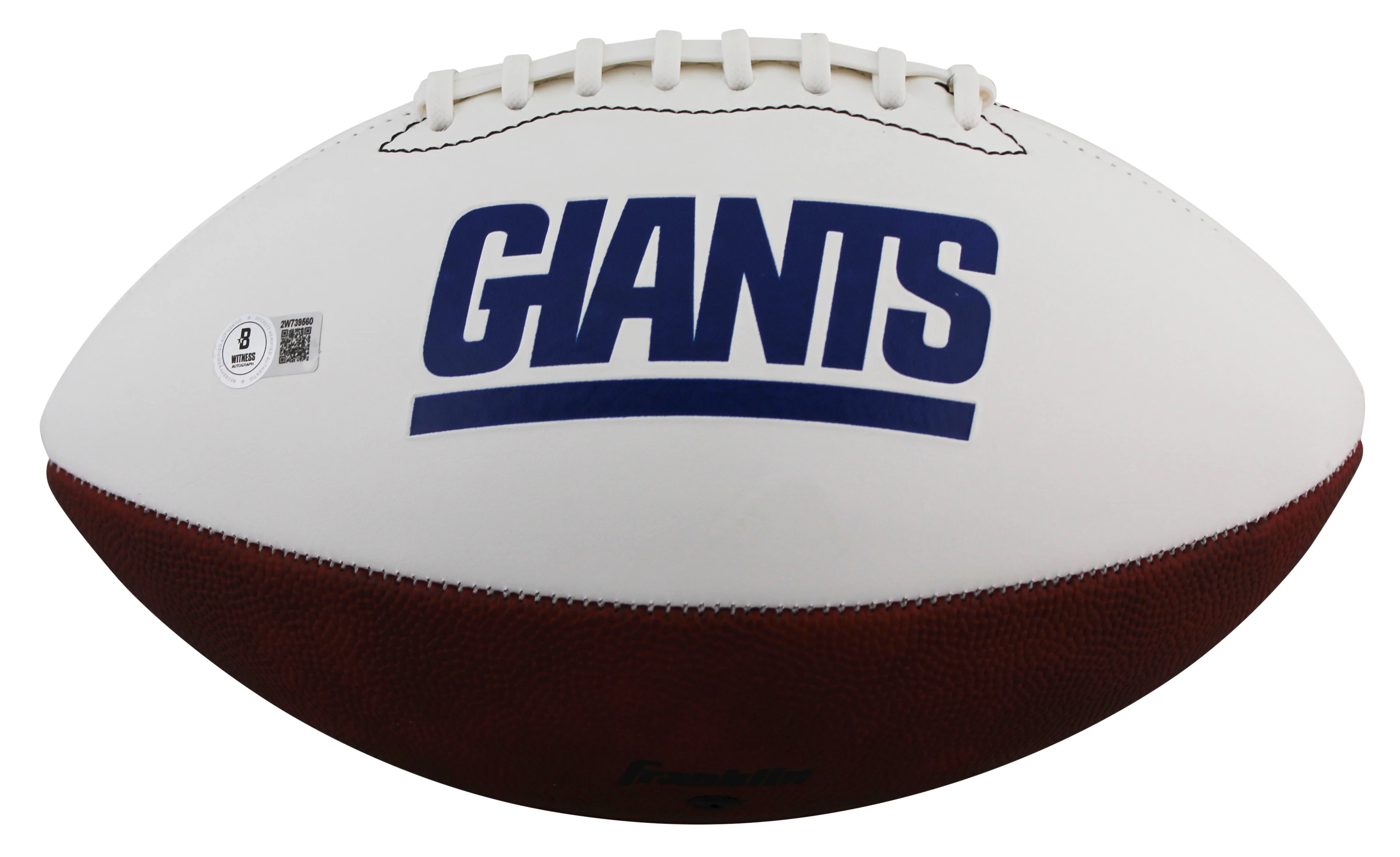 Giants Michael Strahan Signed Rawlings White Panel Football W/ Case BAS Witness - Image 5