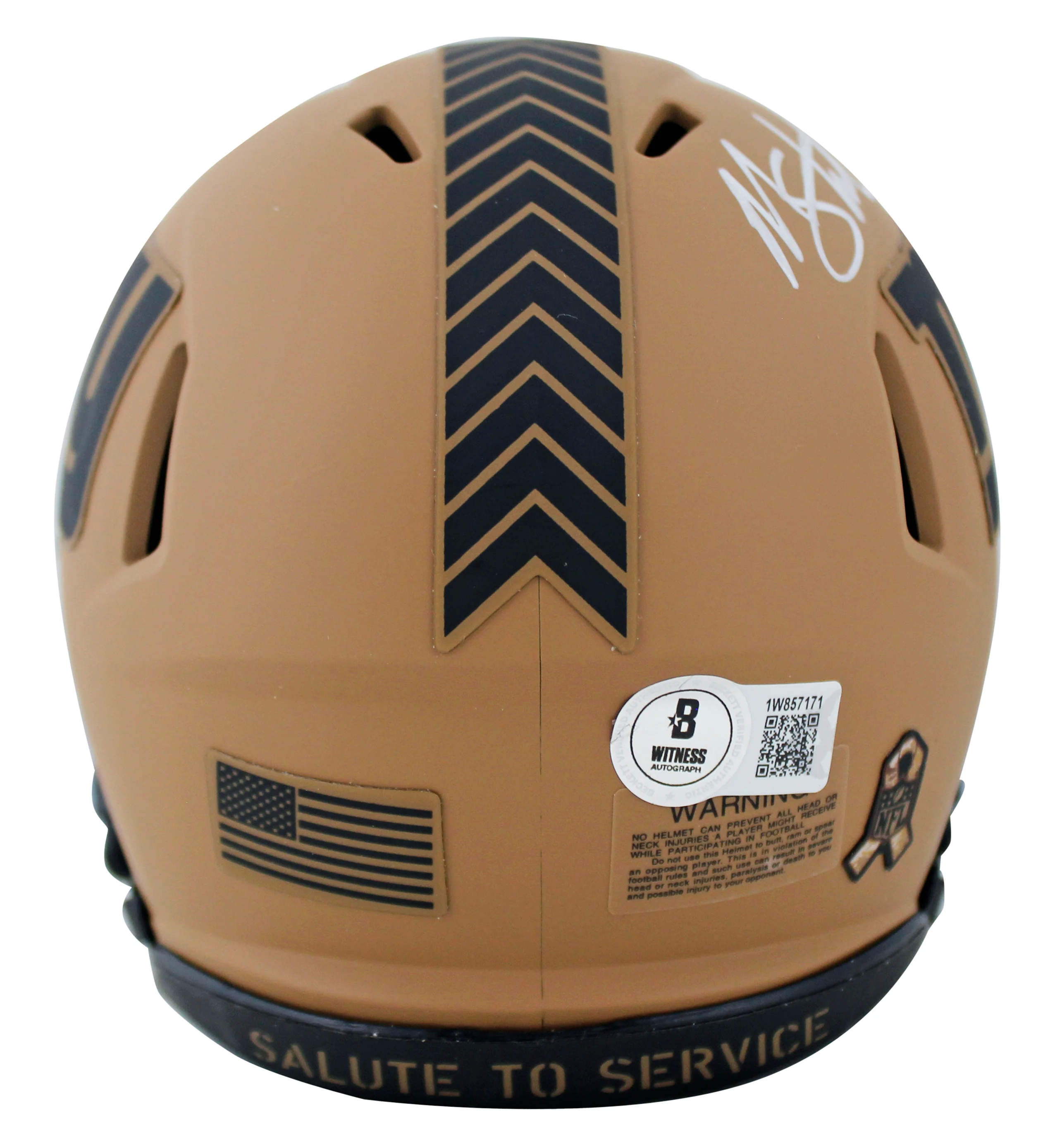 Giants Michael Strahan Signed Salute To Service II Speed Mini Helmet BAS Witness - Image 3