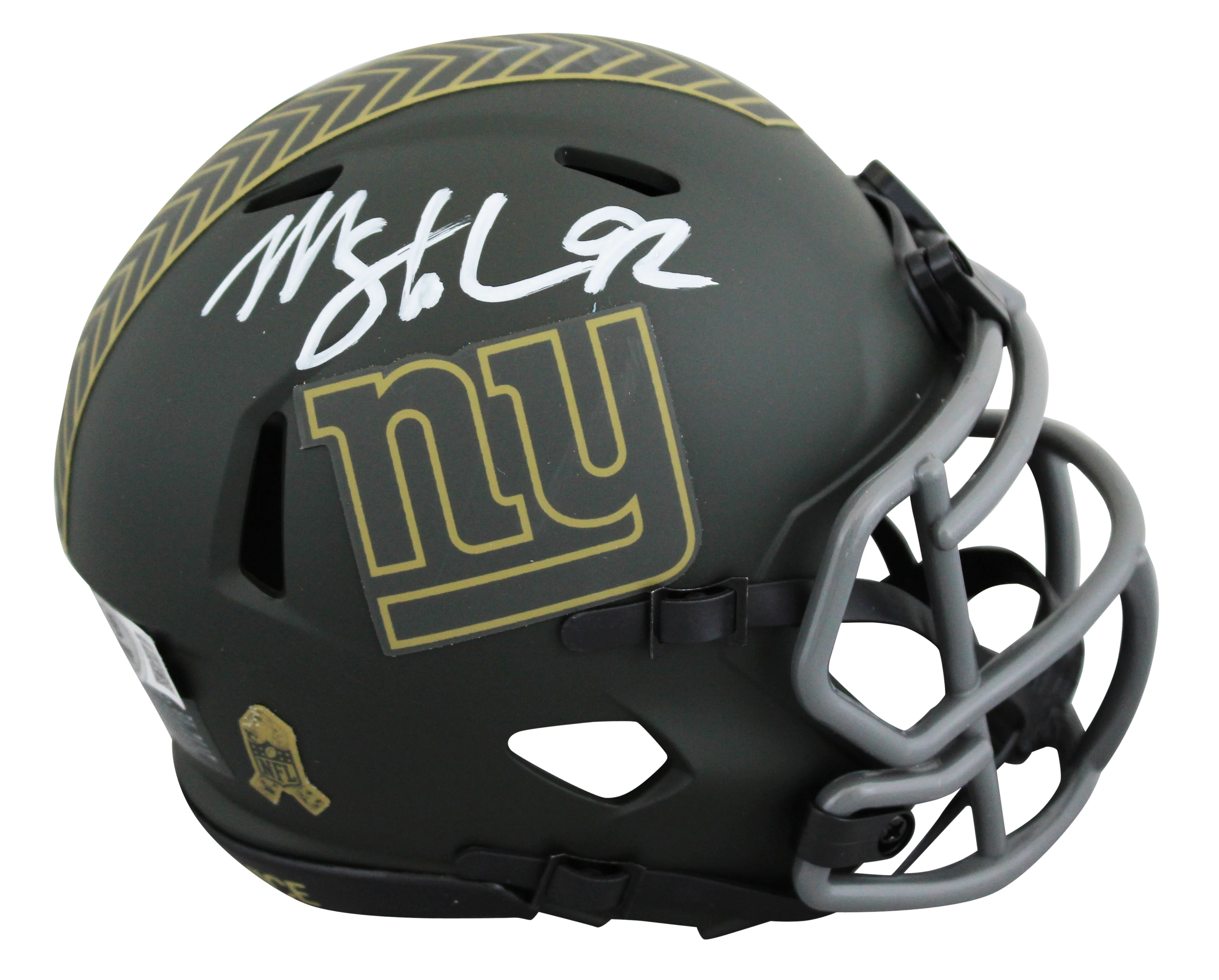 Giants Michael Strahan Signed Salute to Service IV Speed Mini Helmet BAS Witness - Image 2