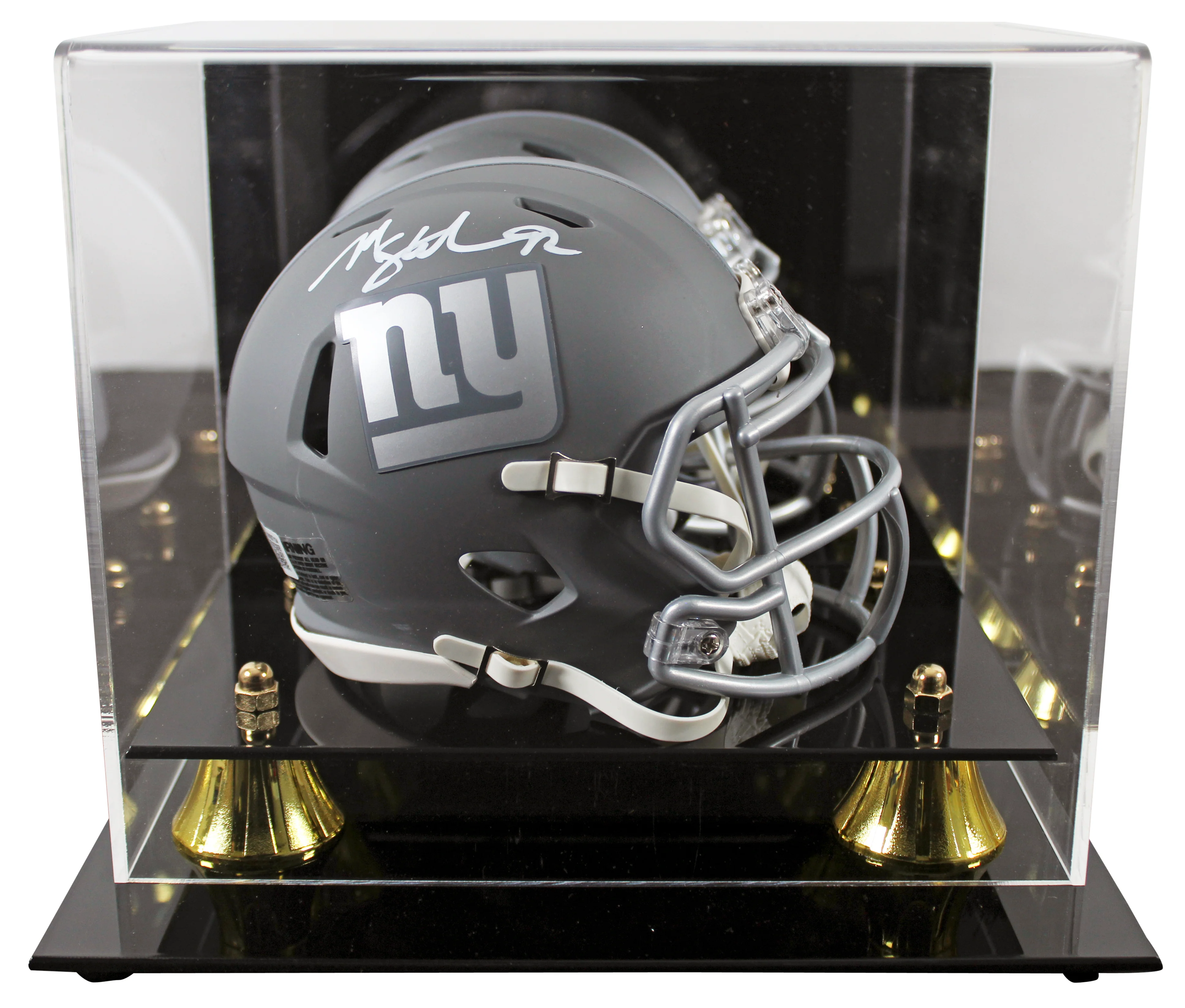 Giants Michael Strahan Signed Slate Speed Mini Helmet W/ Case BAS Witnessed - Image 2