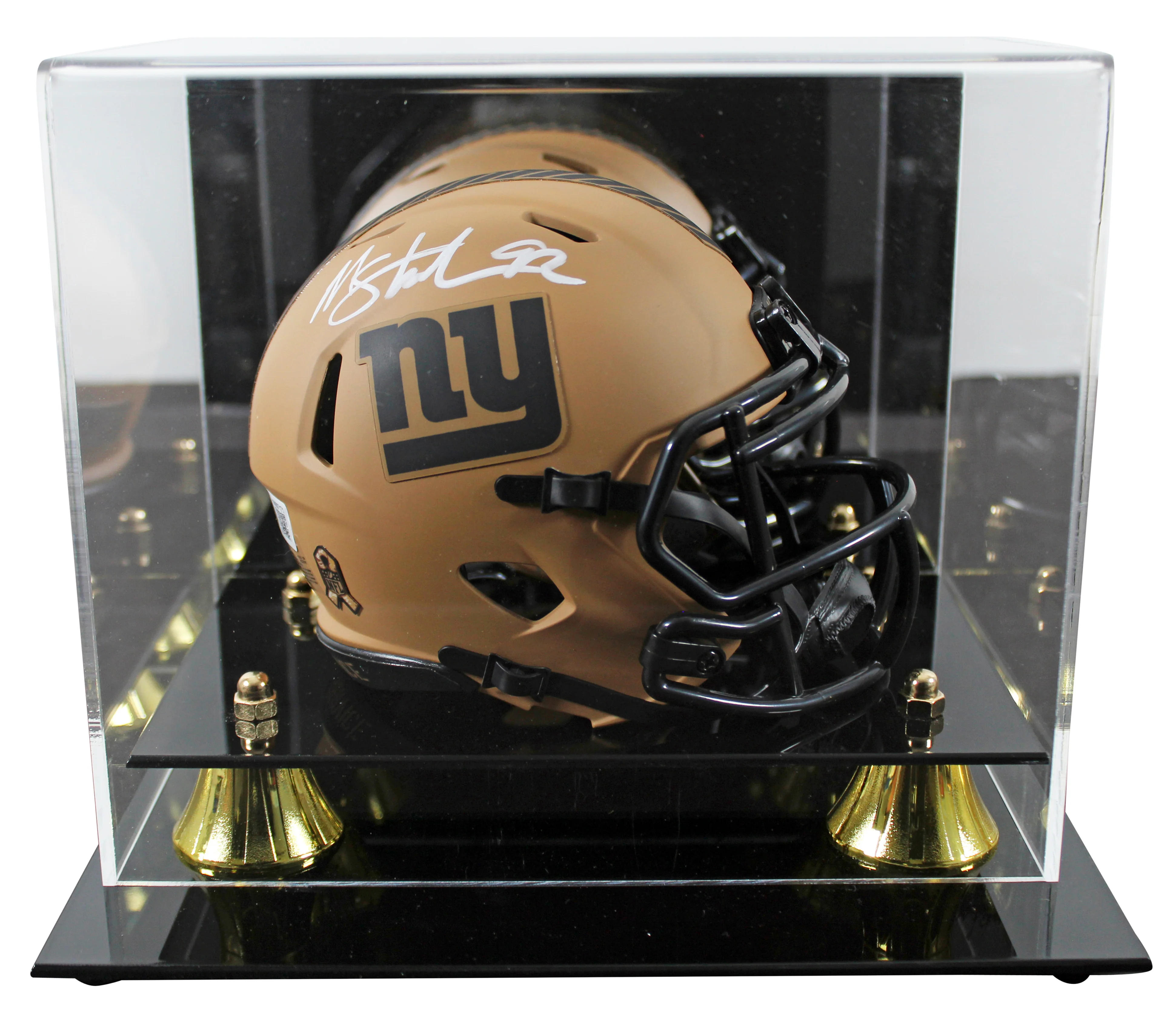 Giants Michael Strahan Signed STS II Speed Mini Helmet W/ Case BAS Witnessed - Image 2