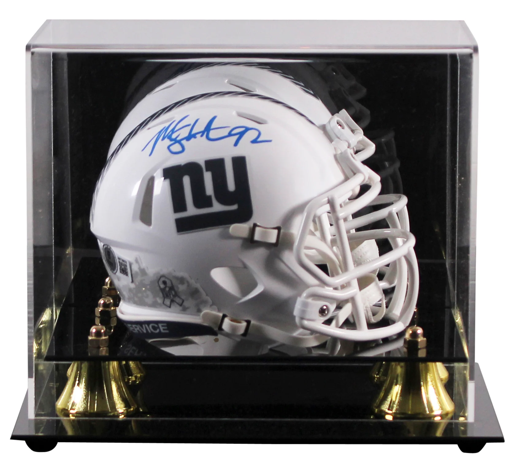 Giants Michael Strahan Signed STS III Speed Mini Helmet W/ Case BAS Witnessed - Image 2