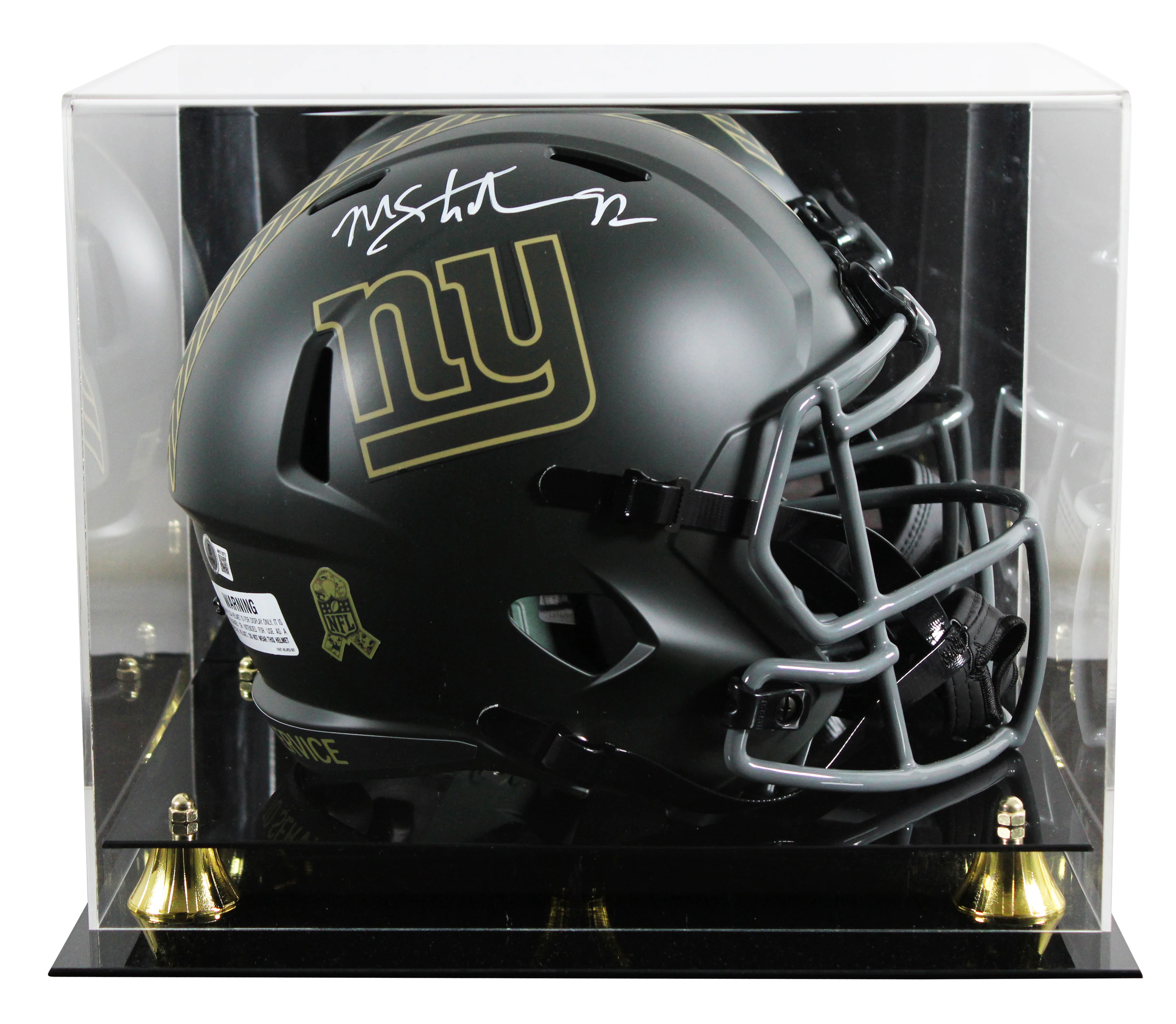 Giants Michael Strahan Signed STS IV Full Size Speed Rep Helmet W/ Case BAS Wit