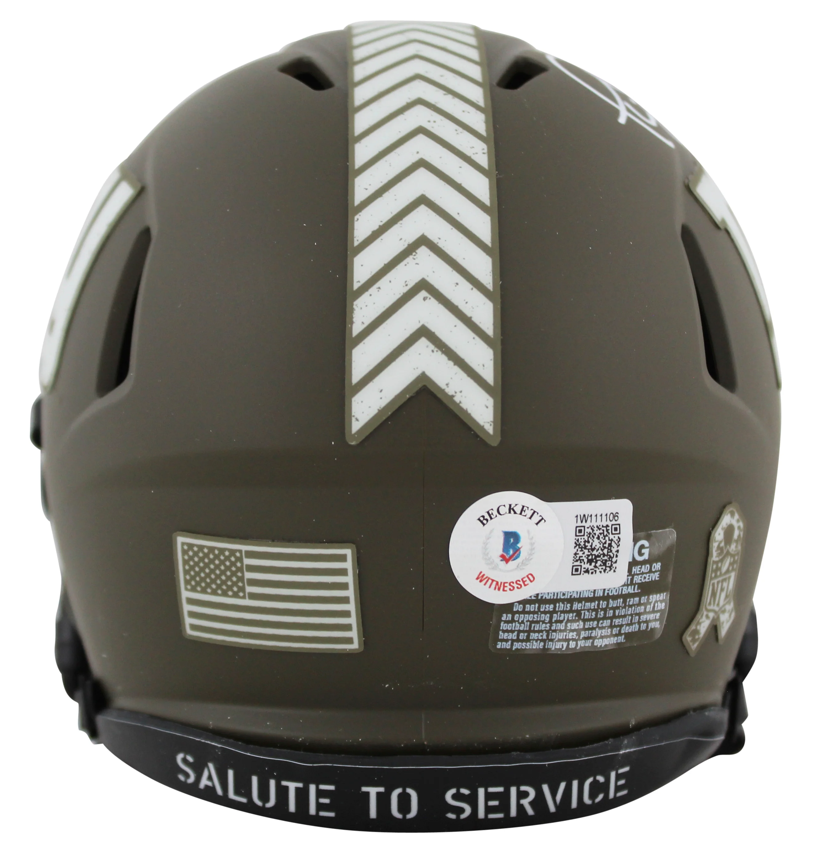 Giants Phil Simms Authentic Signed Salute To Service Speed Mini Helmet BAS Wit - Image 3