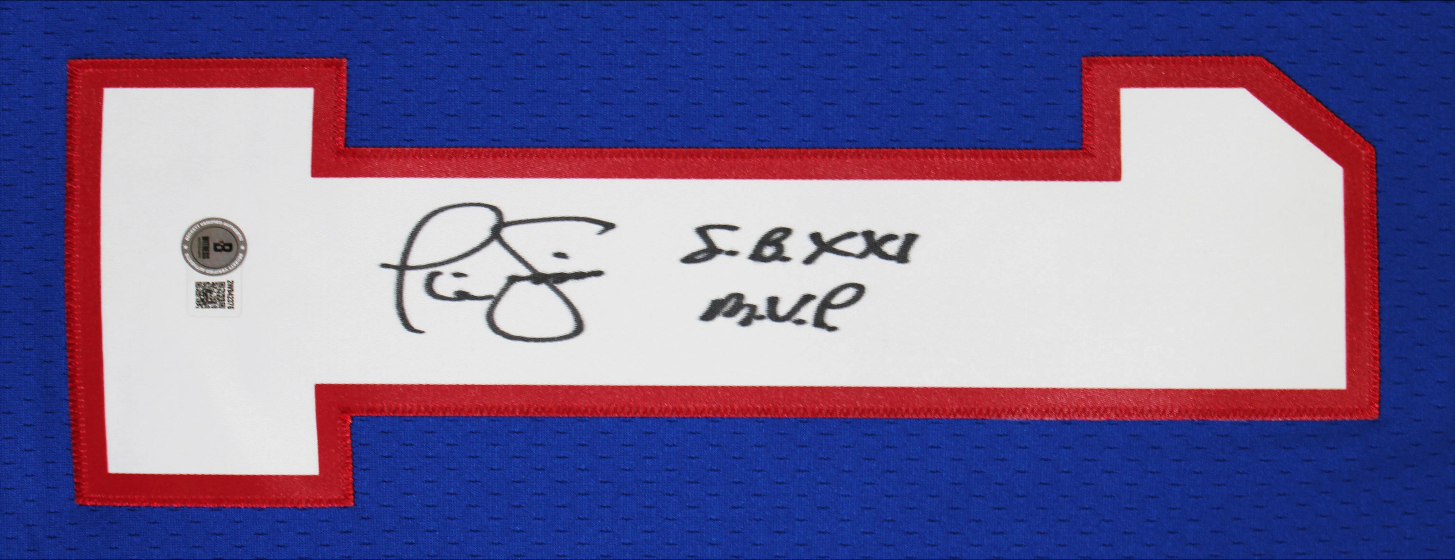 Giants Phil Simms "SB XXI MVP" Signed Blue Mitchell & Ness Jersey BAS Witnessed - Image 2