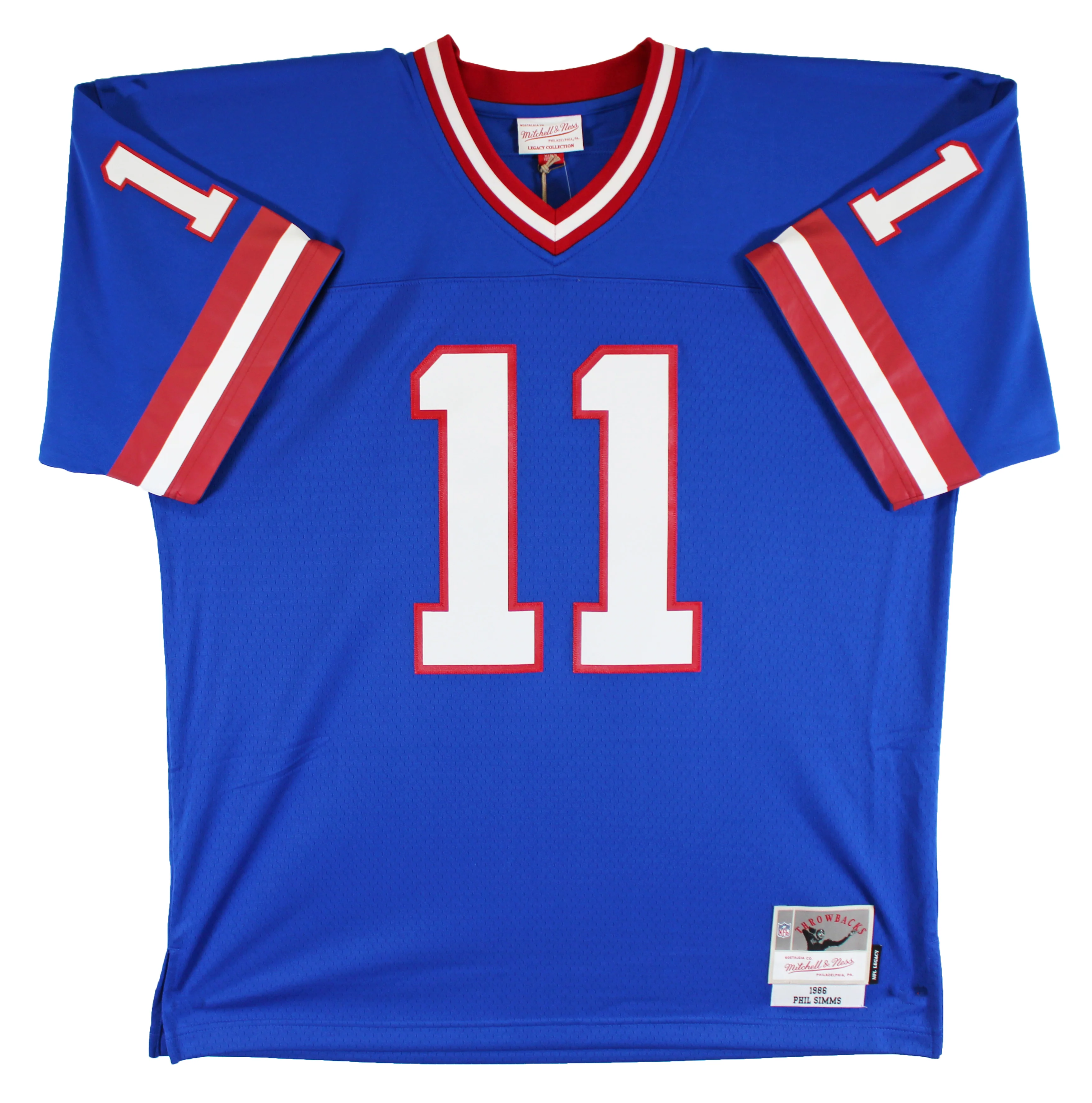 Giants Phil Simms "SB XXI MVP" Signed Blue Mitchell & Ness Jersey BAS Witnessed - Image 3