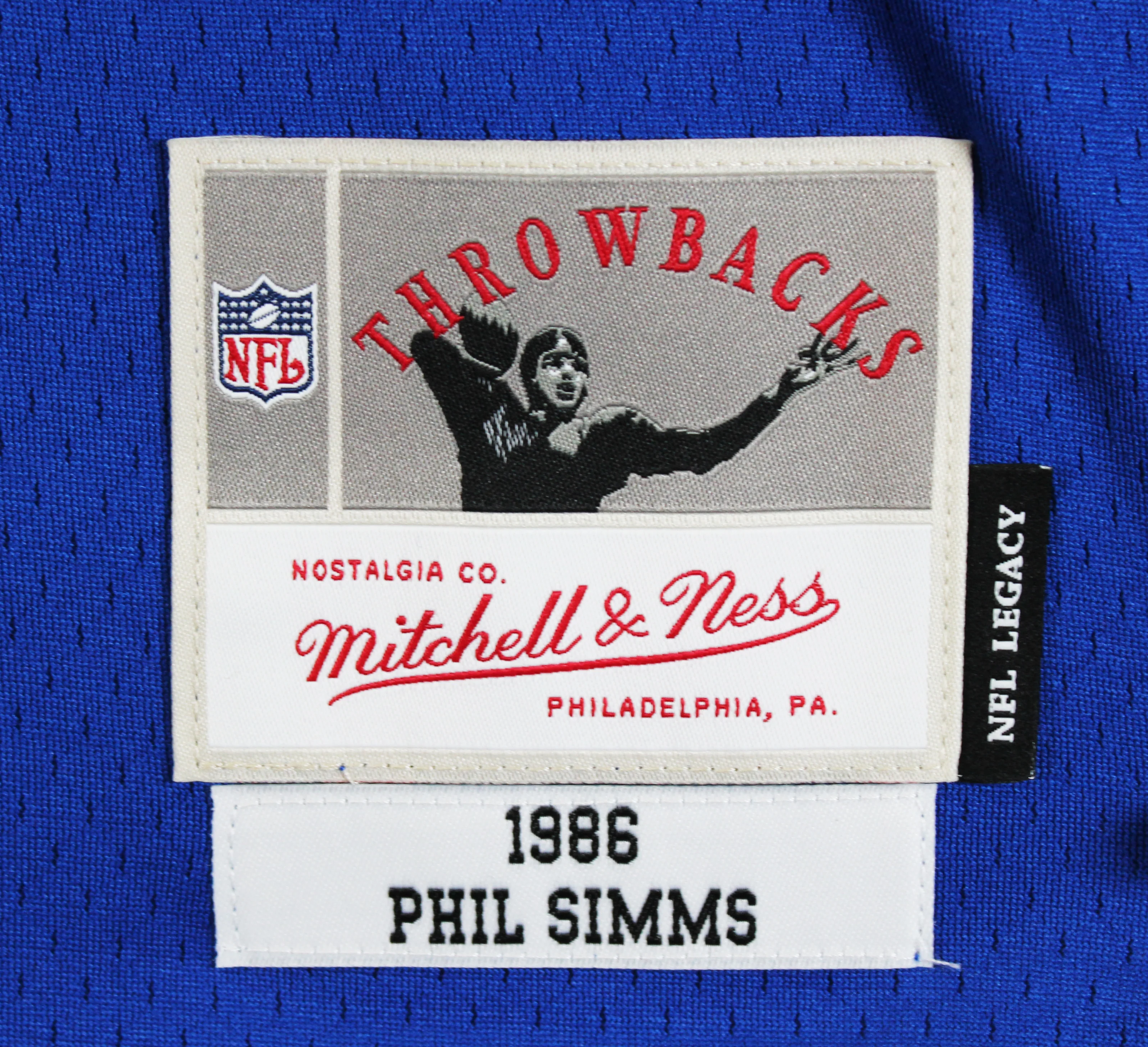 Giants Phil Simms "SB XXI MVP" Signed Blue Mitchell & Ness Jersey BAS Witnessed - Image 4