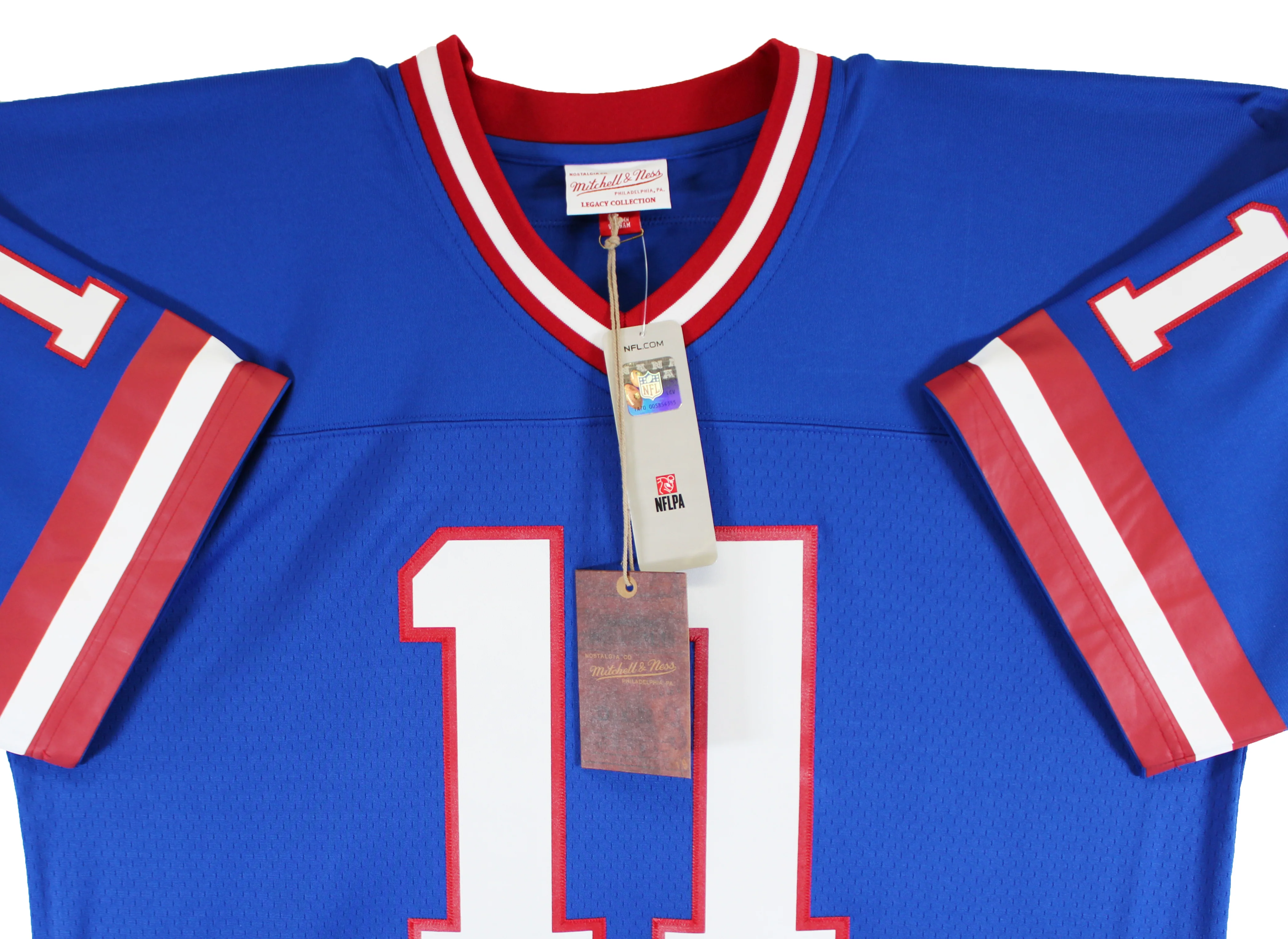 Giants Phil Simms "SB XXI MVP" Signed Blue Mitchell & Ness Jersey BAS Witnessed - Image 5